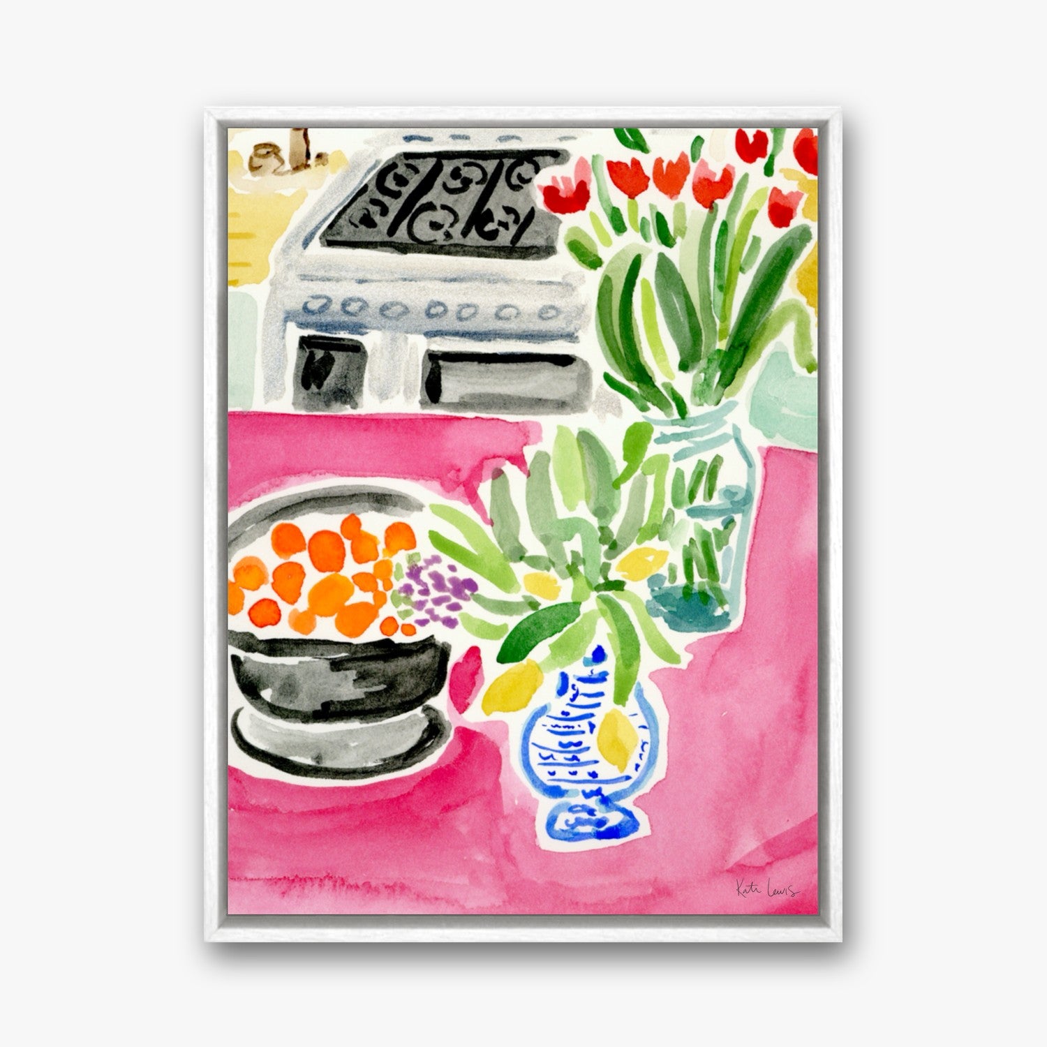 A Joyful Kitchen in a white gallery float frame