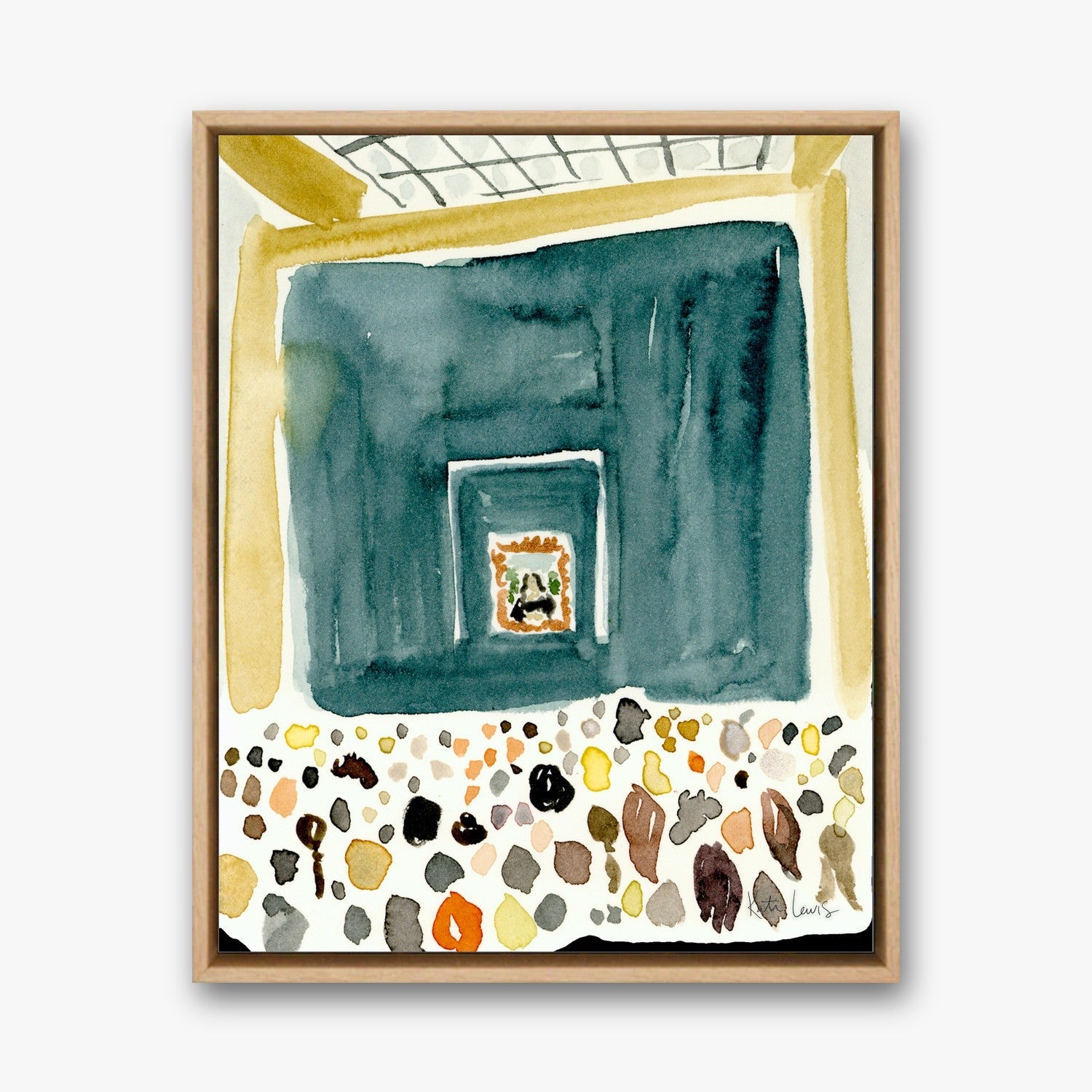 A Moment at the Museum in a Natural Oak float frame