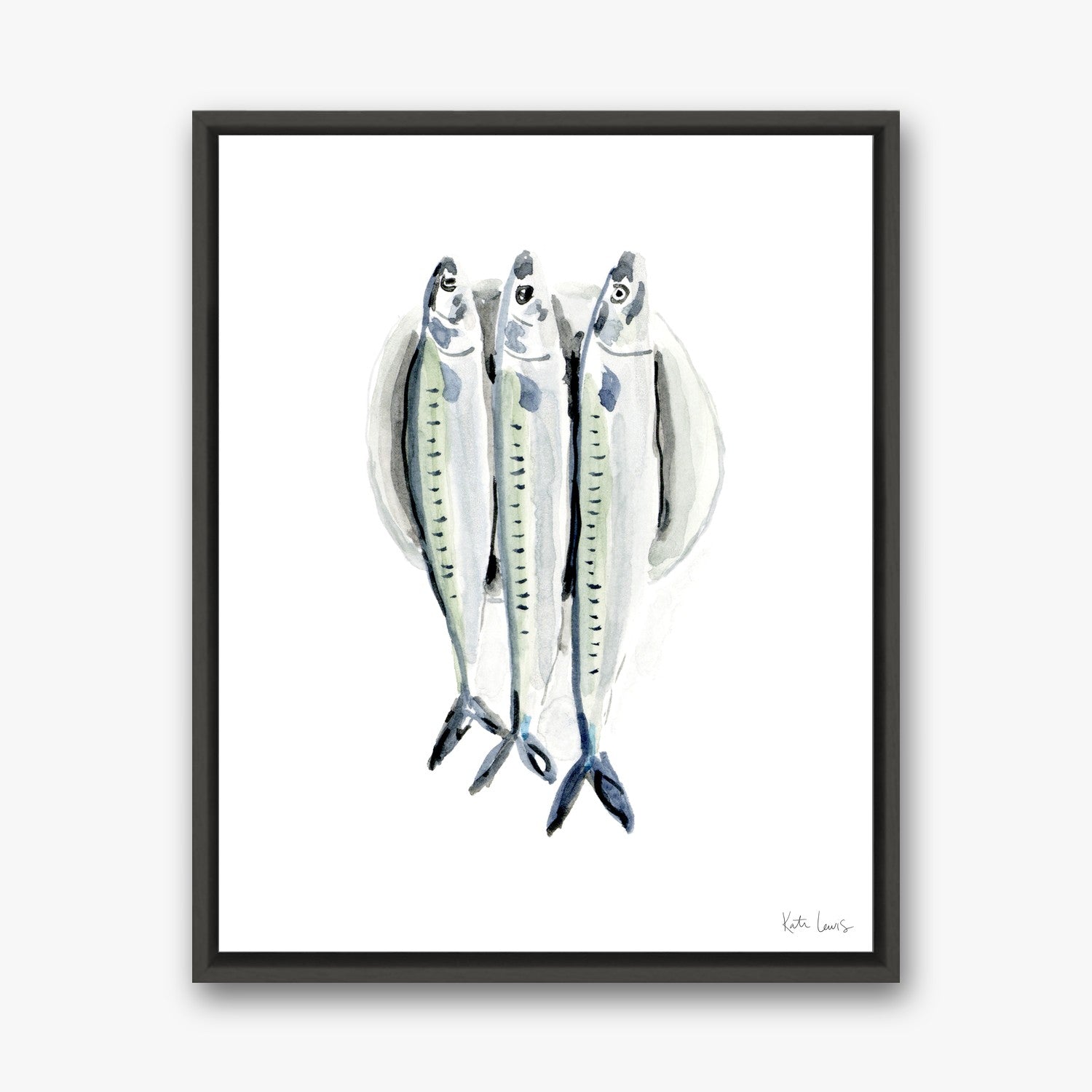 Anchovies by Kate Lewis in a black frame