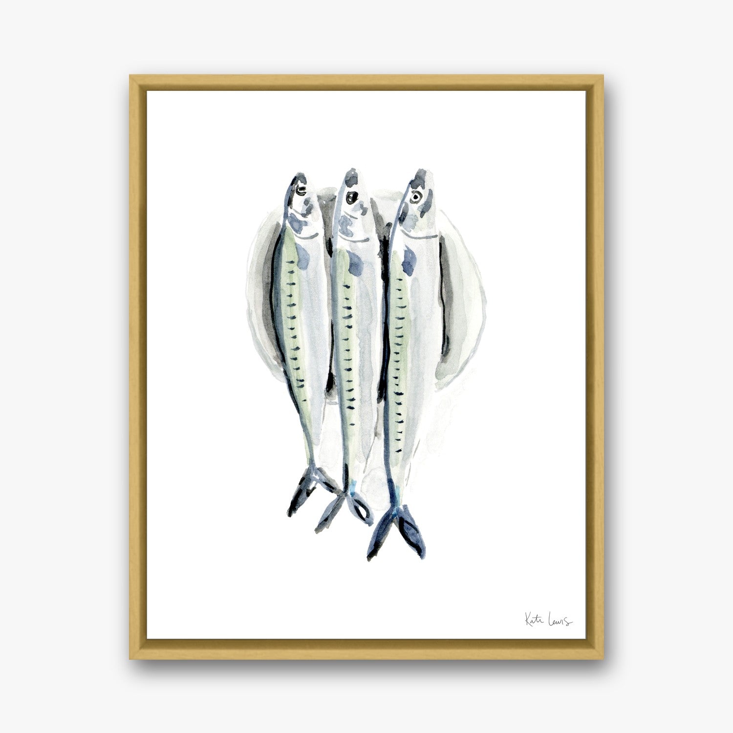 Anchovies by Kate Lewis in a gold frame