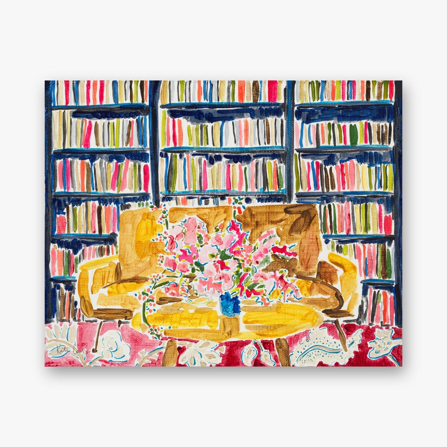 Art Library with Flowers