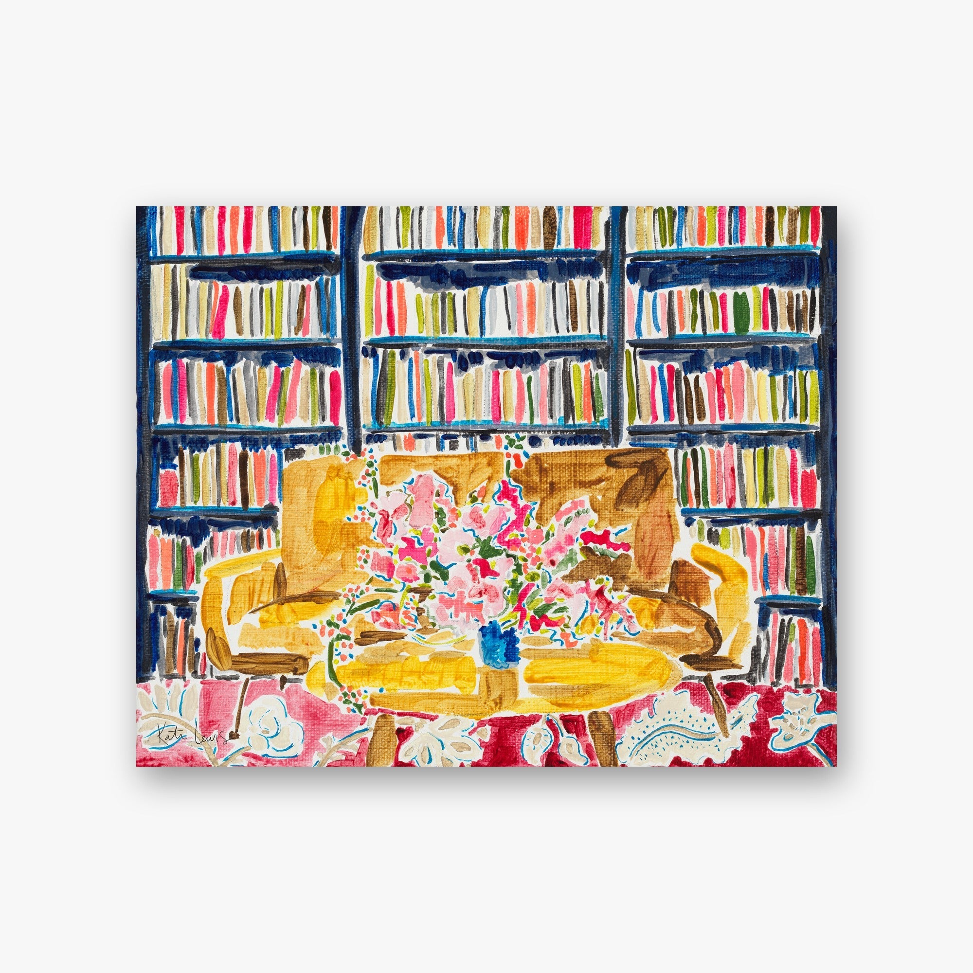 Art Library with Flowers
