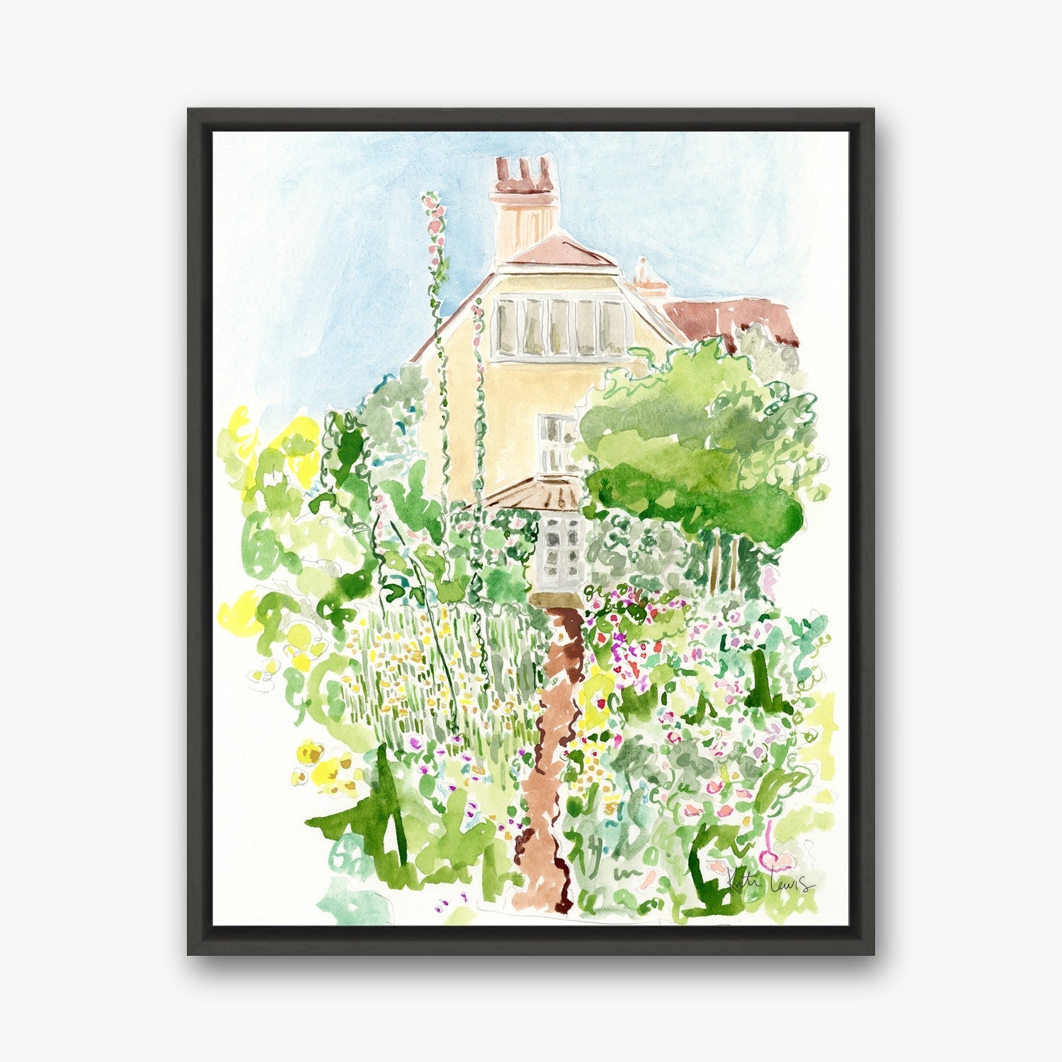 Bell and Grant's Garden in a Black float frame