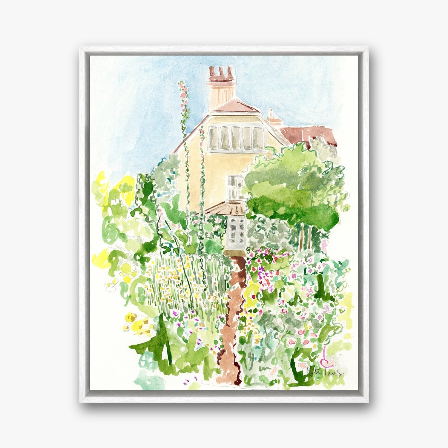 Bell and Grant's Garden in a White float frame