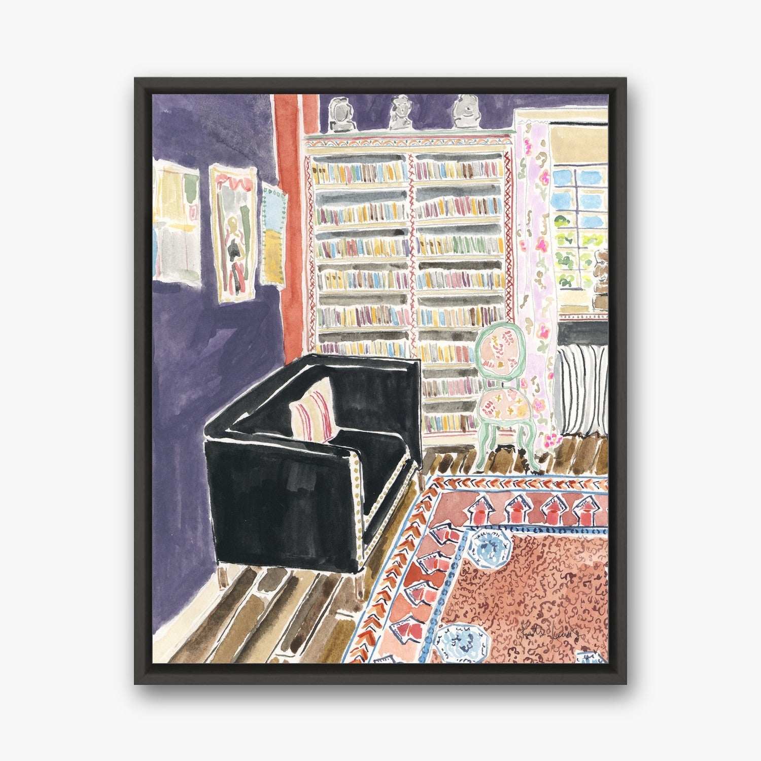 Bell and Grant's Library in a Black float frame