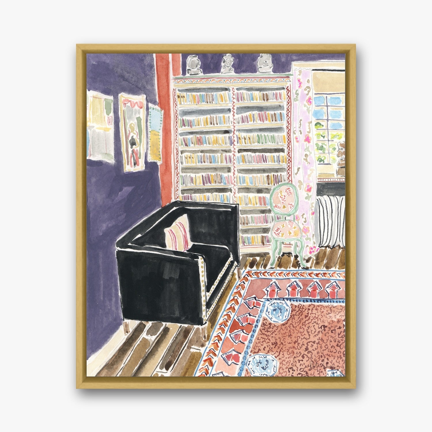 Bell and Grant's Library in a Gold float frame