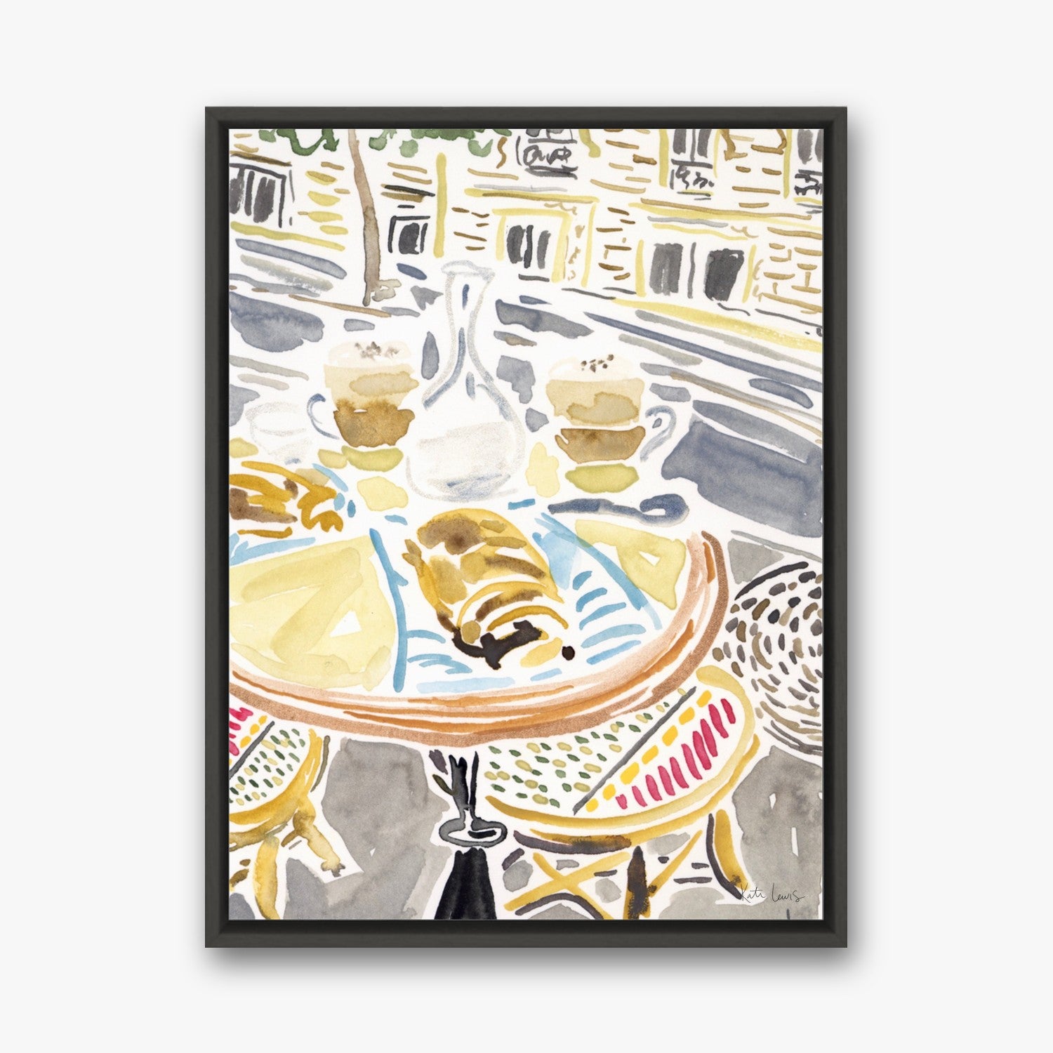 Breakfast in Paris by Kate Lewis in a black frame
