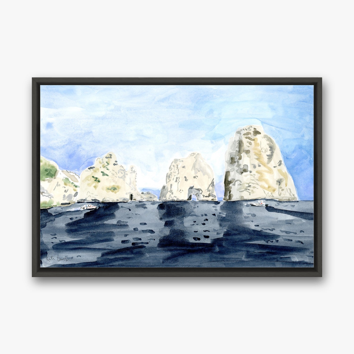 Capri Seascape in a Black float frame