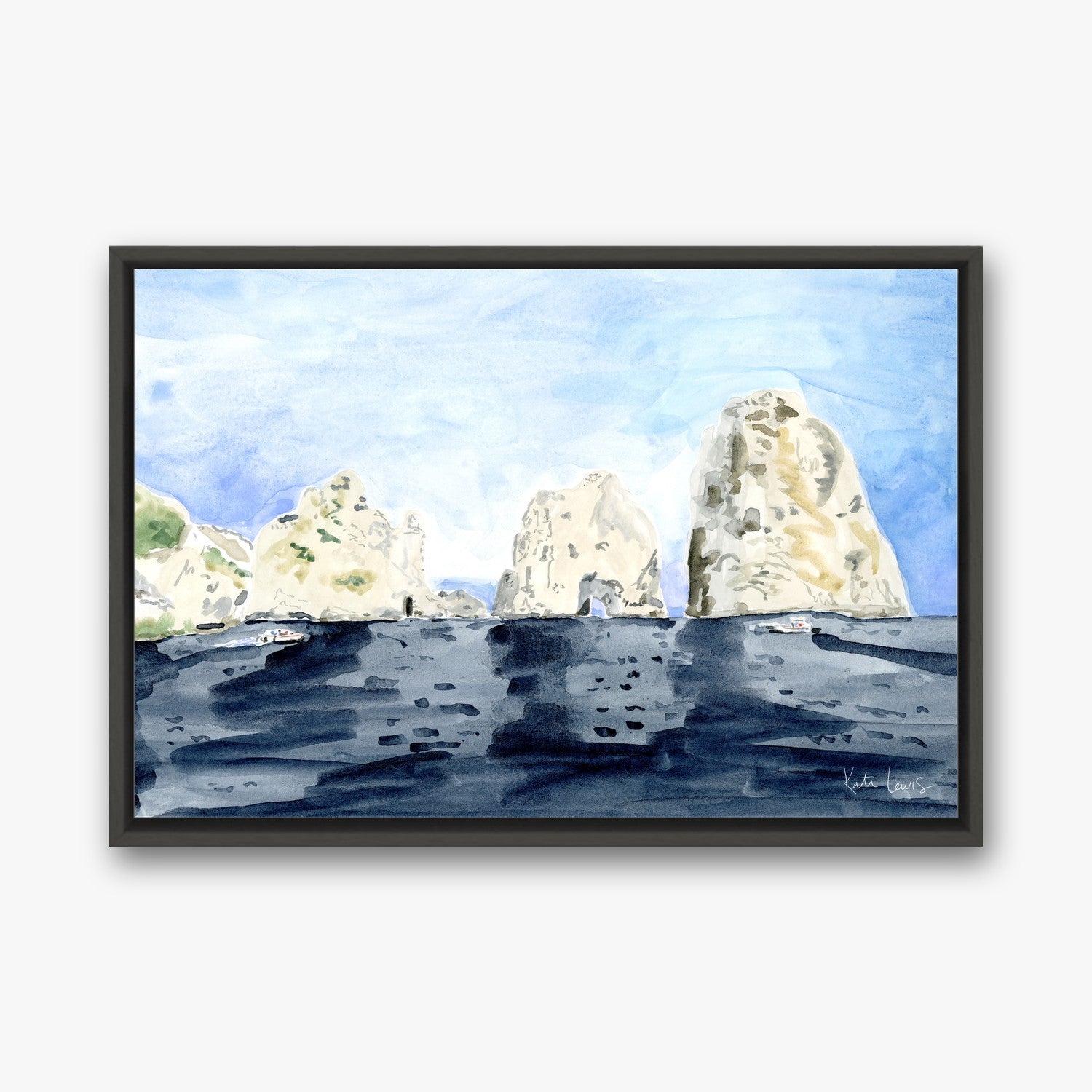 Capri Seascape by Kate Lewis in a black frame