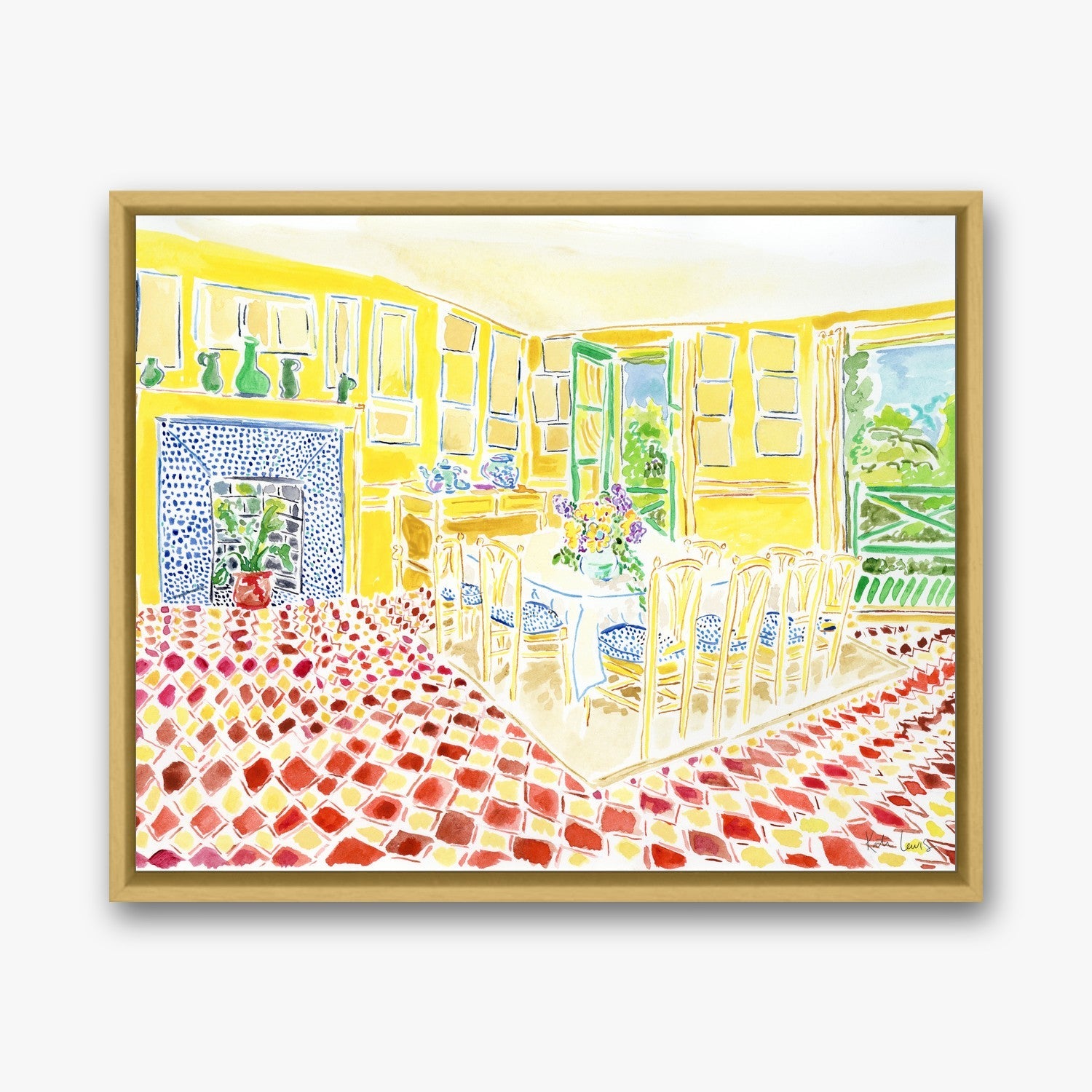 Claude Monet's Dining Room in a Gold float frame