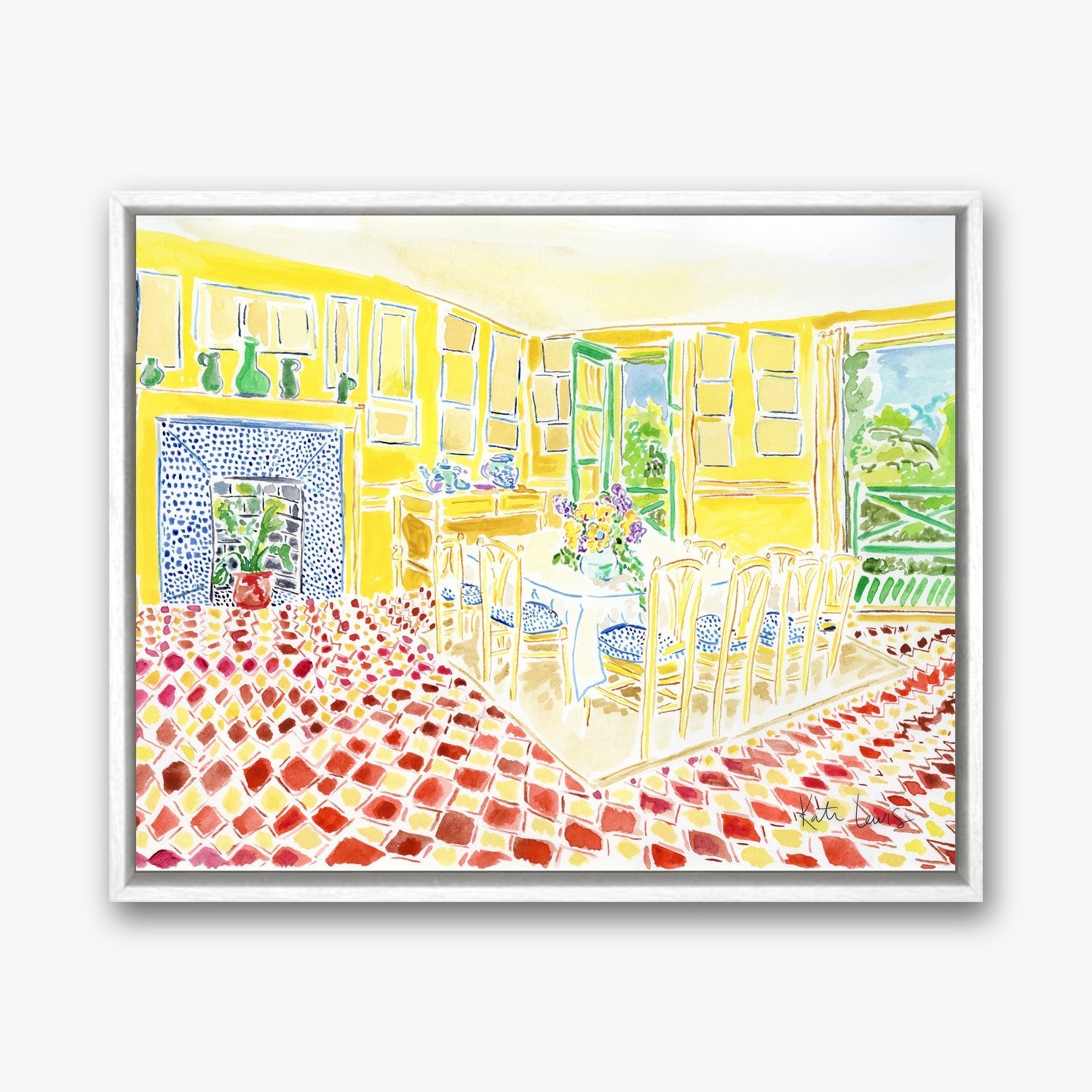 Claude Monet's Dining Room in a White float frame