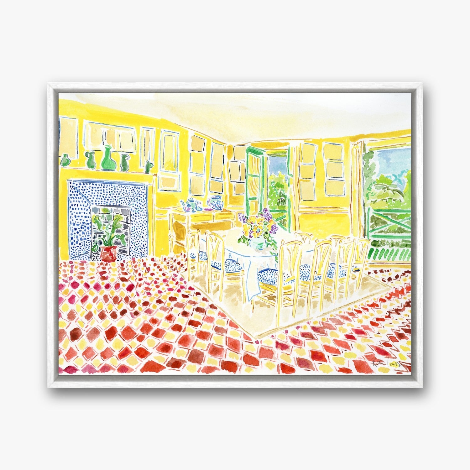 Claude Monet's Dining Room in a White float frame