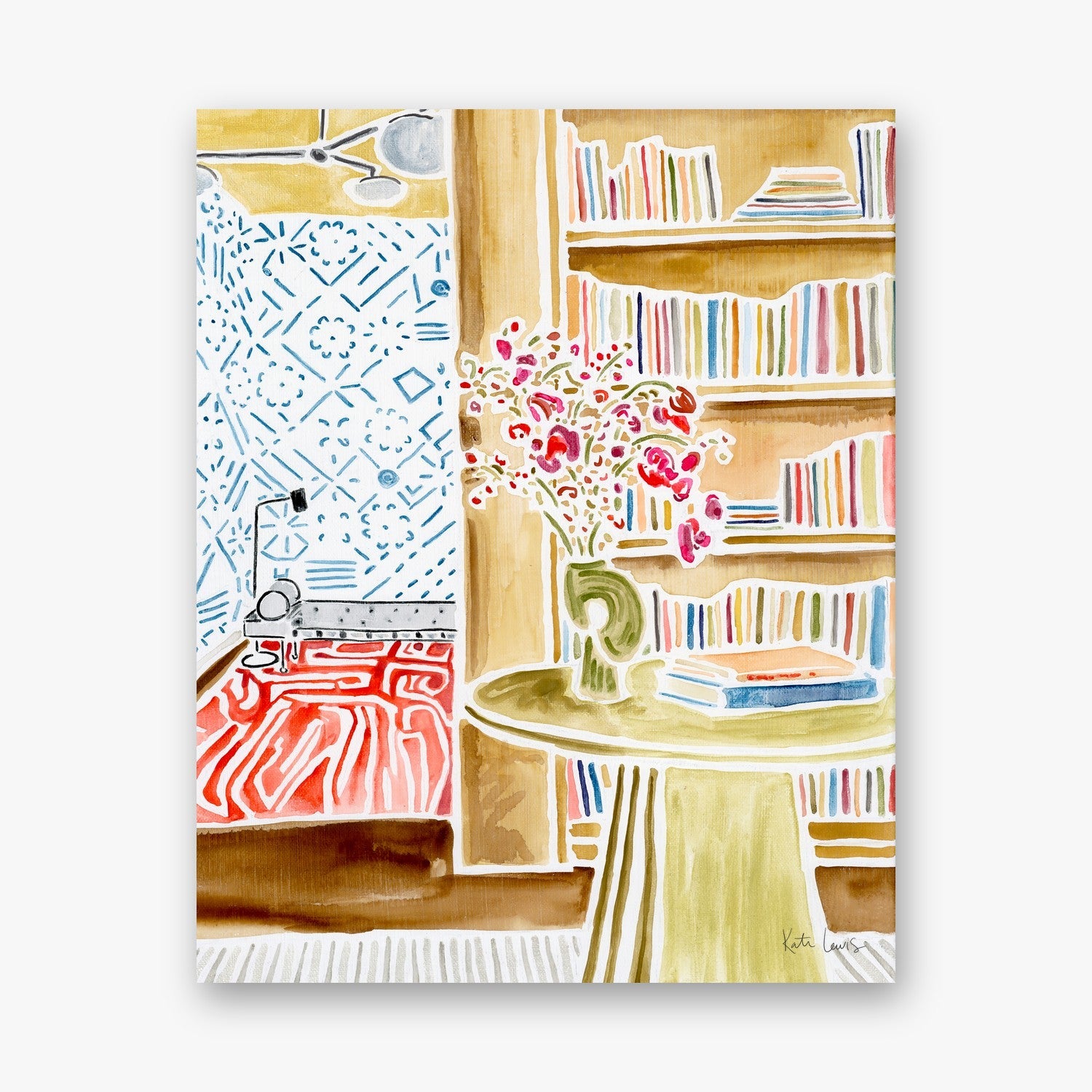 Cozy Nook with Flowers and Books