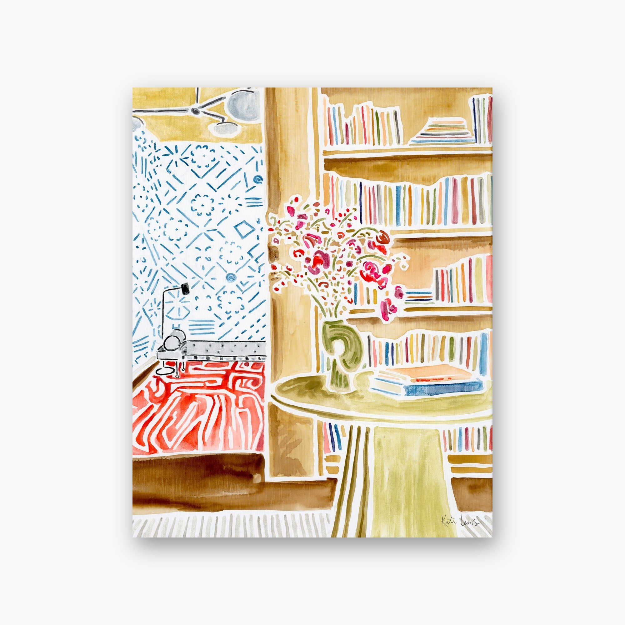 Cozy Nook with Flowers and Books