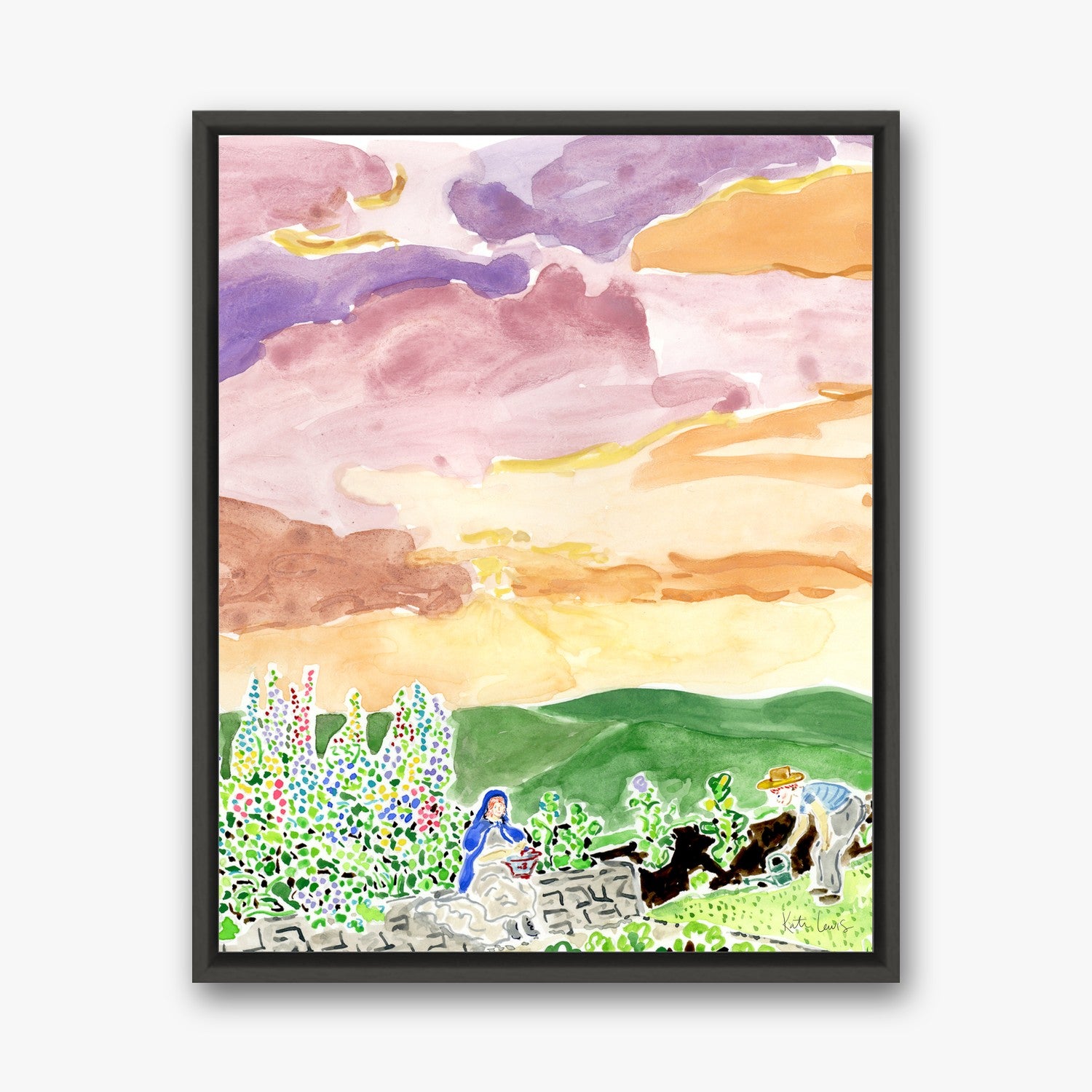 Dickon and His Mother on the Moor in a black gallery float frame