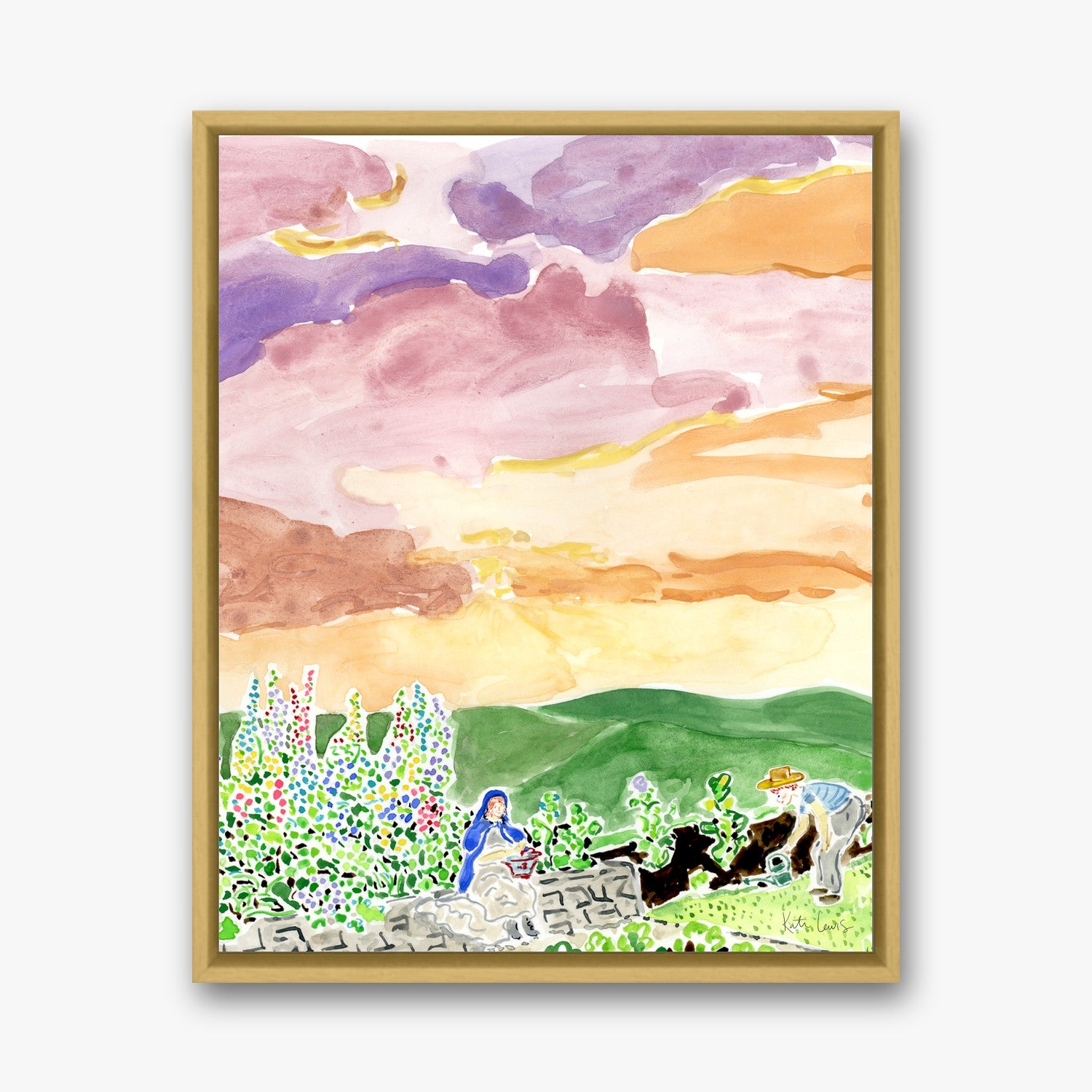 Dickon and His Mother on the Moor in a gold gallery float frame
