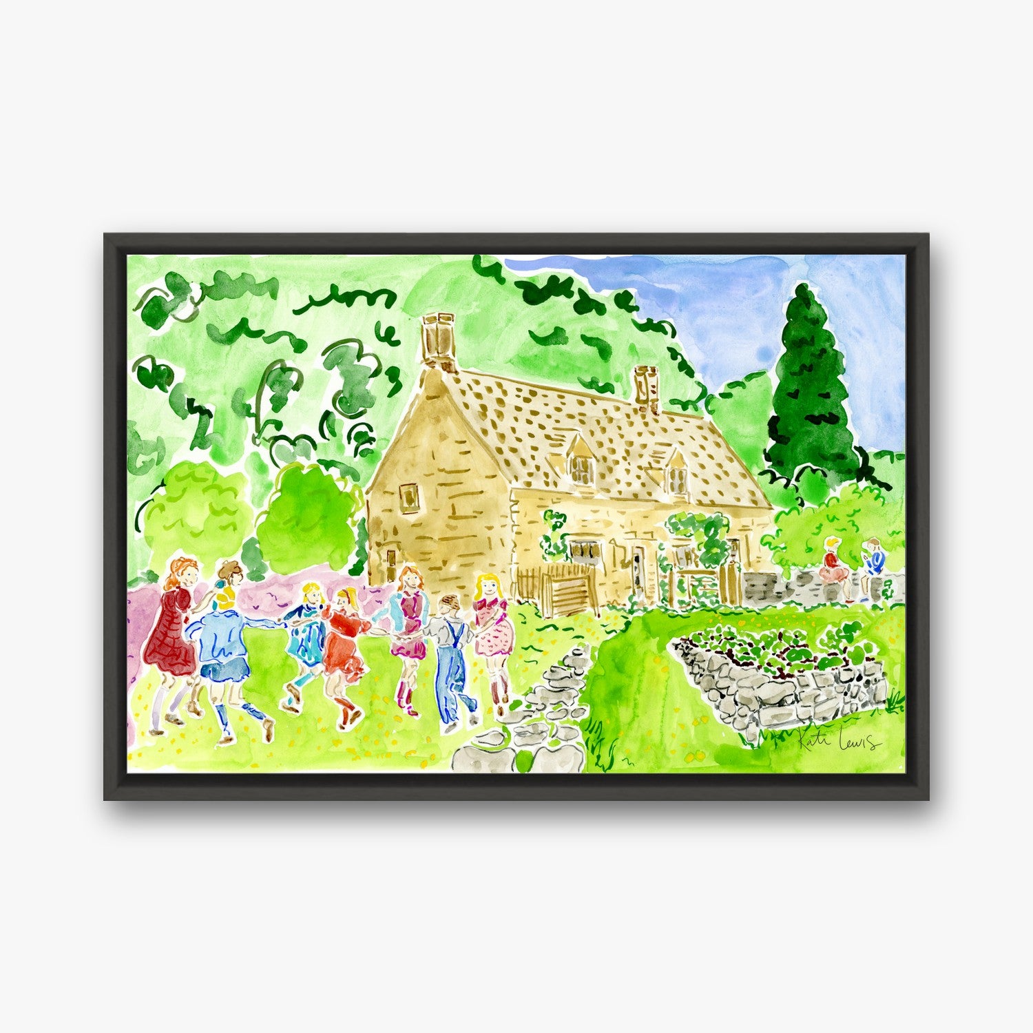 Dickon's Cottage in a black gallery float frame