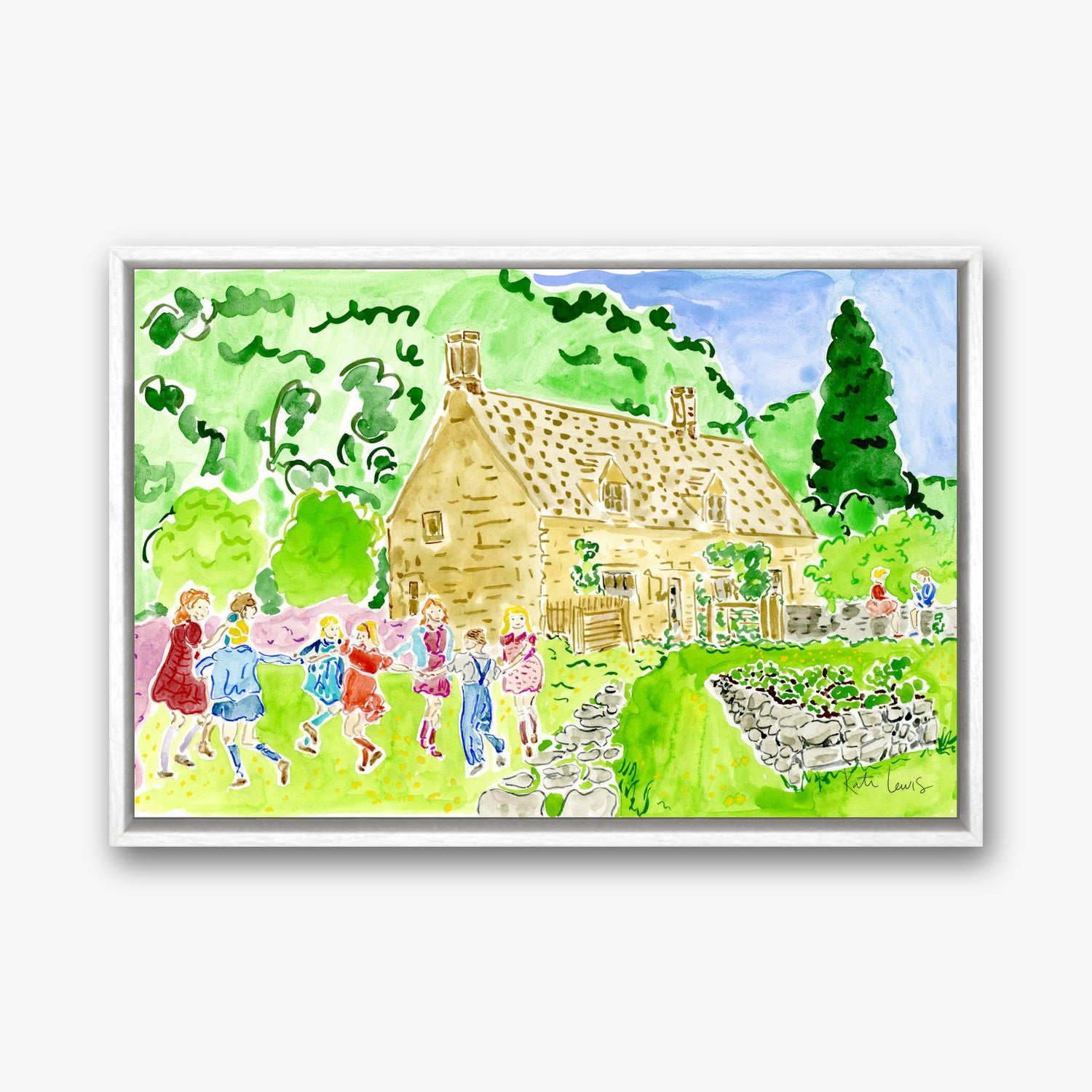 Dickon's Cottage in a white gallery float frame