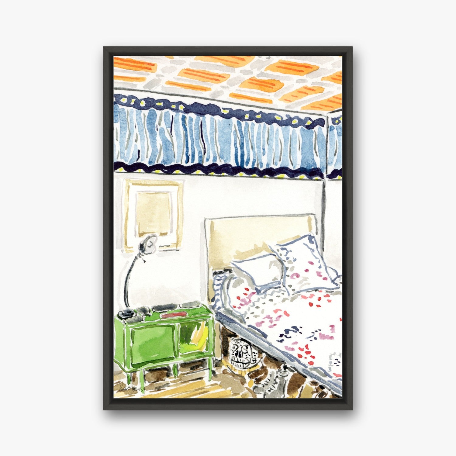 Diego Rivera's Bedroom in a black gallery float frame