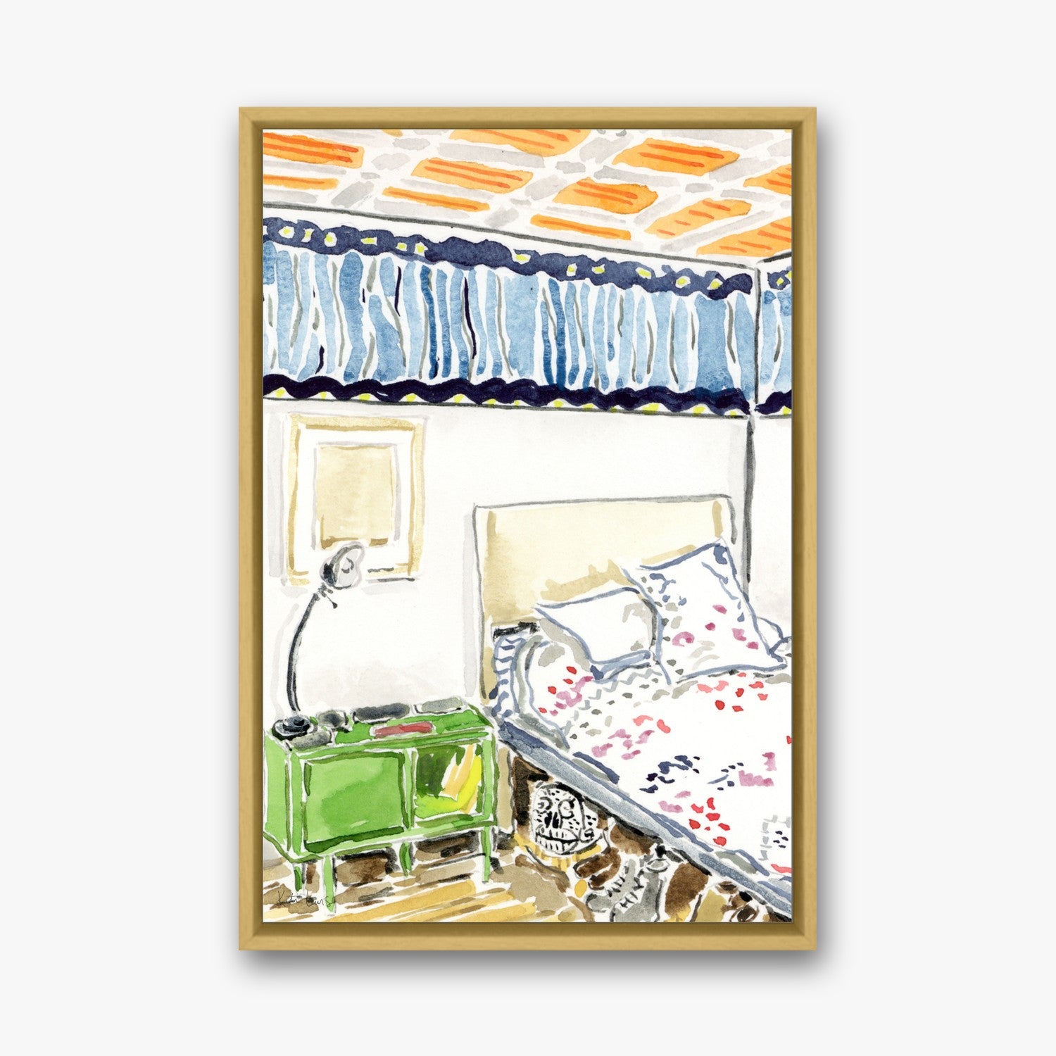 Diego Rivera's Bedroom in a gold gallery float frame