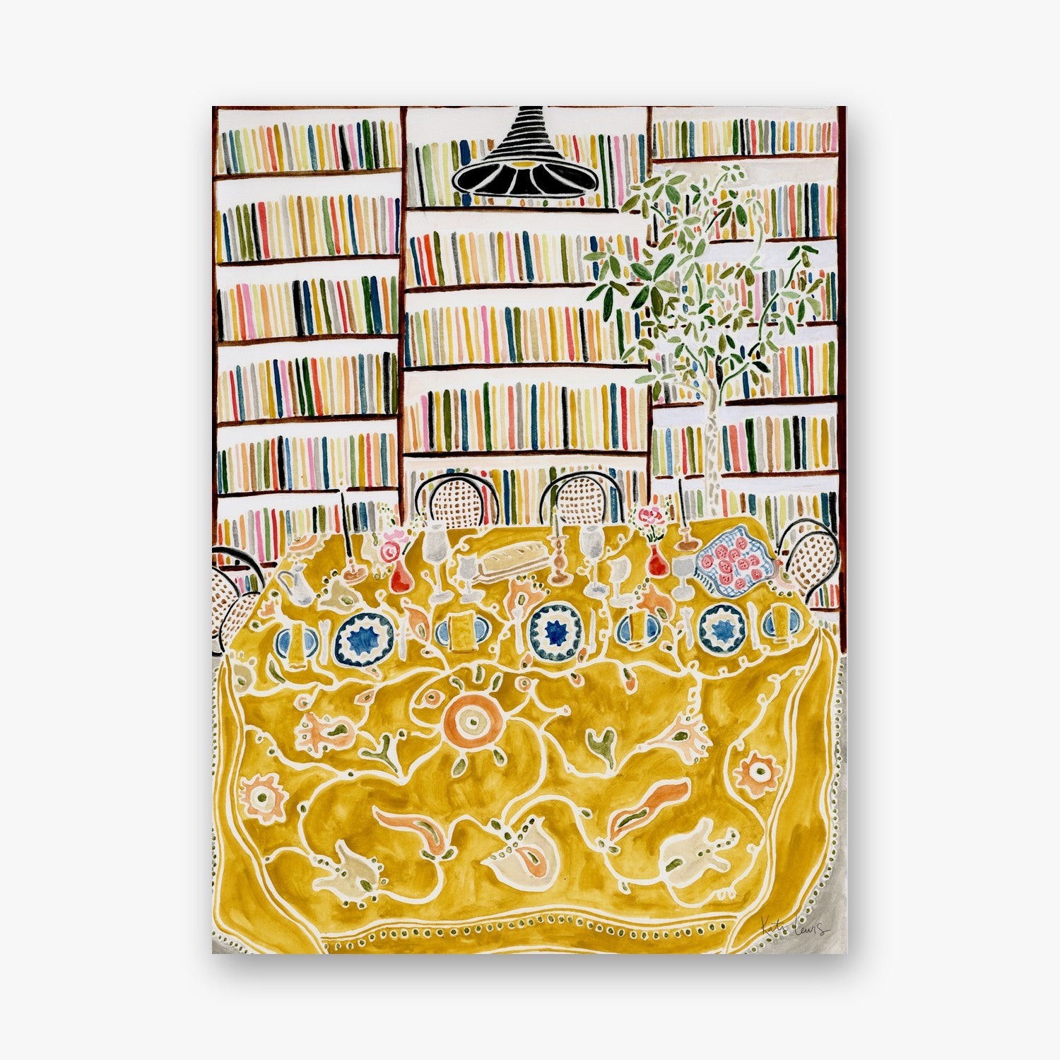 Dinner Party with Books — art print by Kate Lewis