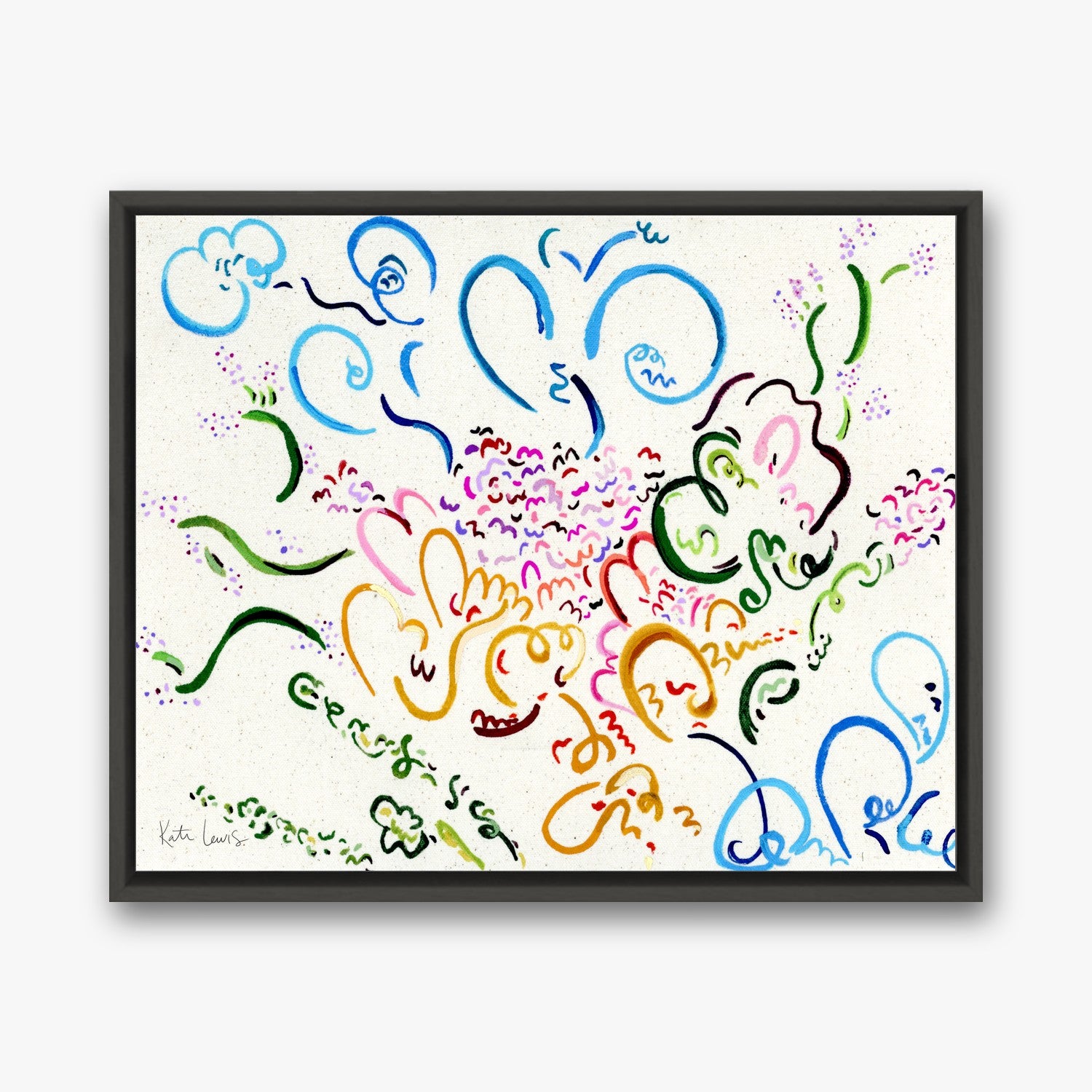 Flower Flow by Kate Lewis in a black frame