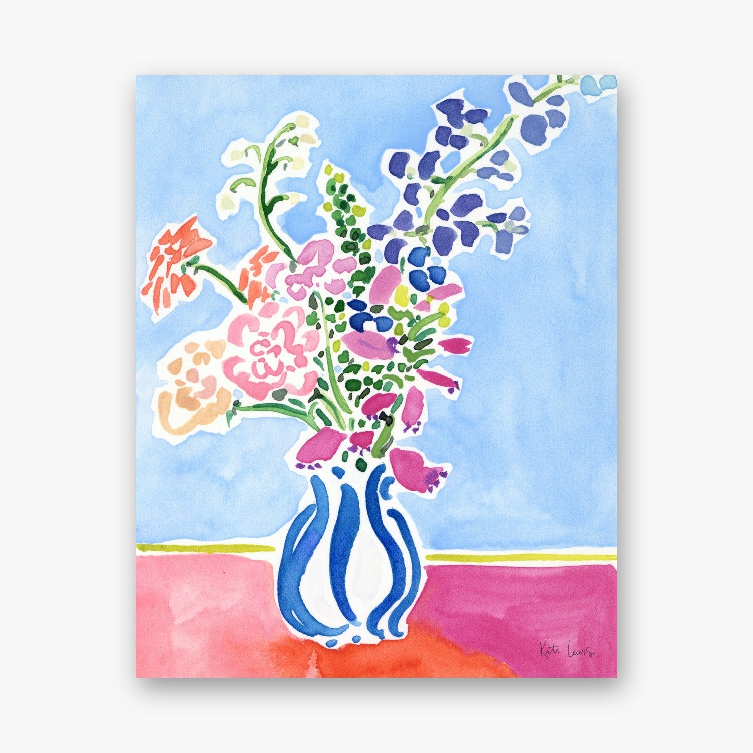 Flowers in a Blue Vase