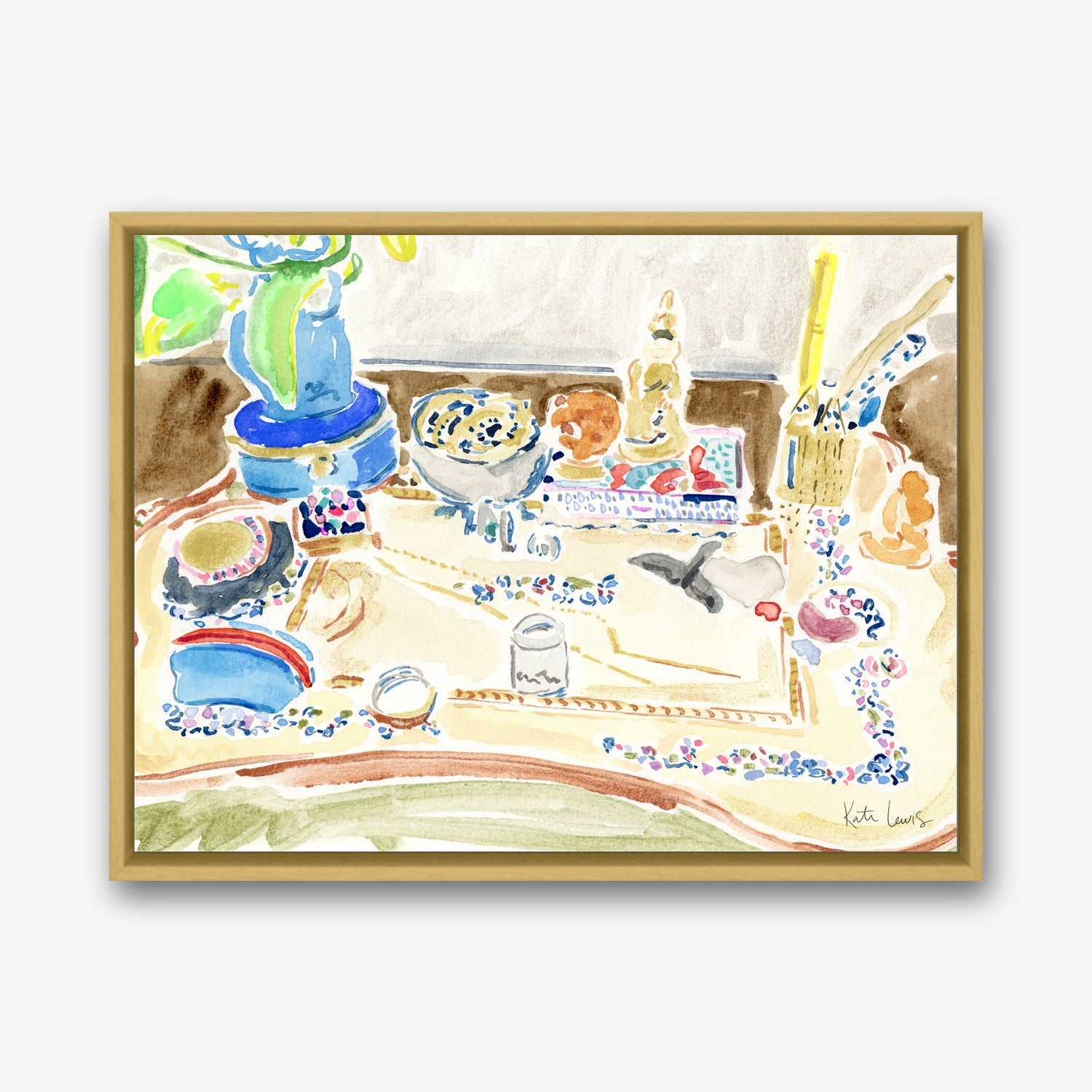 Forman's Dresser Top in a gold gallery float frame