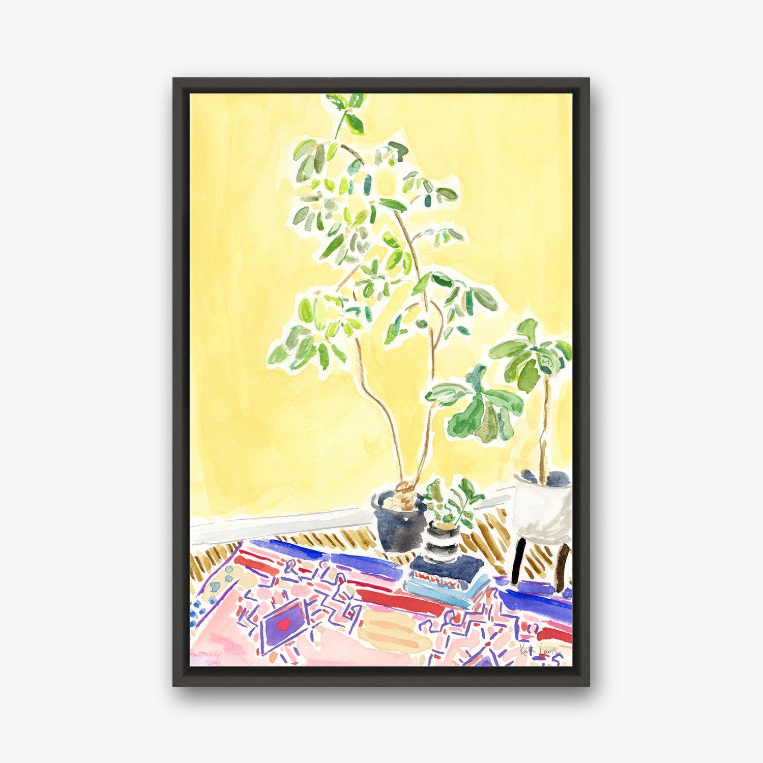 Forman's Plants and Rug in a black gallery float frame