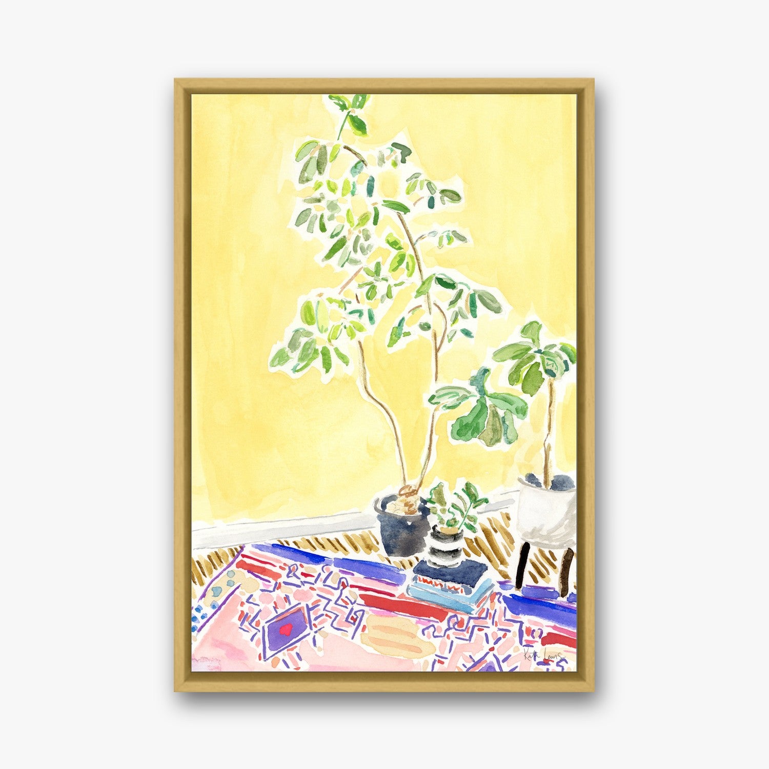 Forman's Plants and Rug in a gold gallery float frame