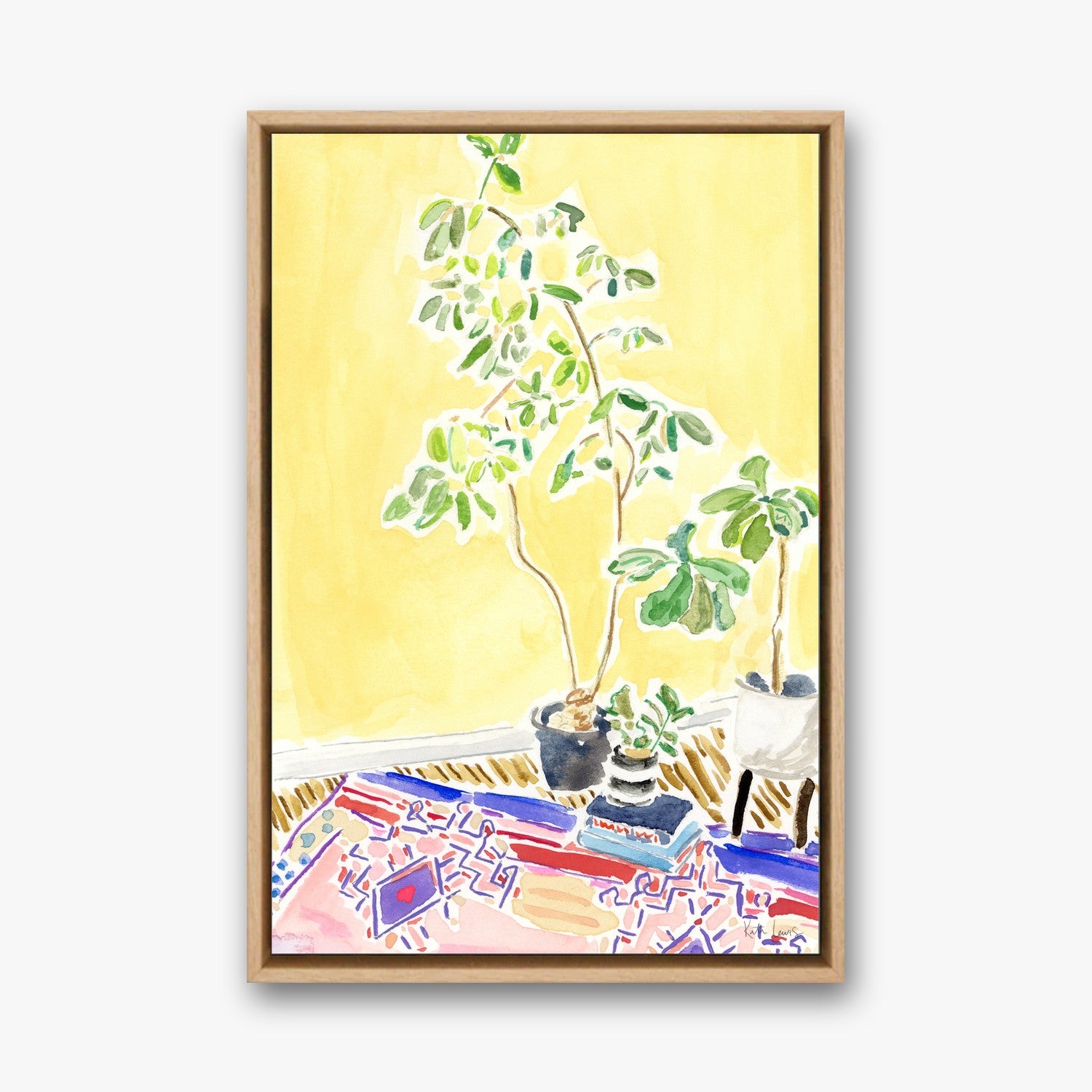 Forman's Plants and Rug in a natural oak gallery float frame