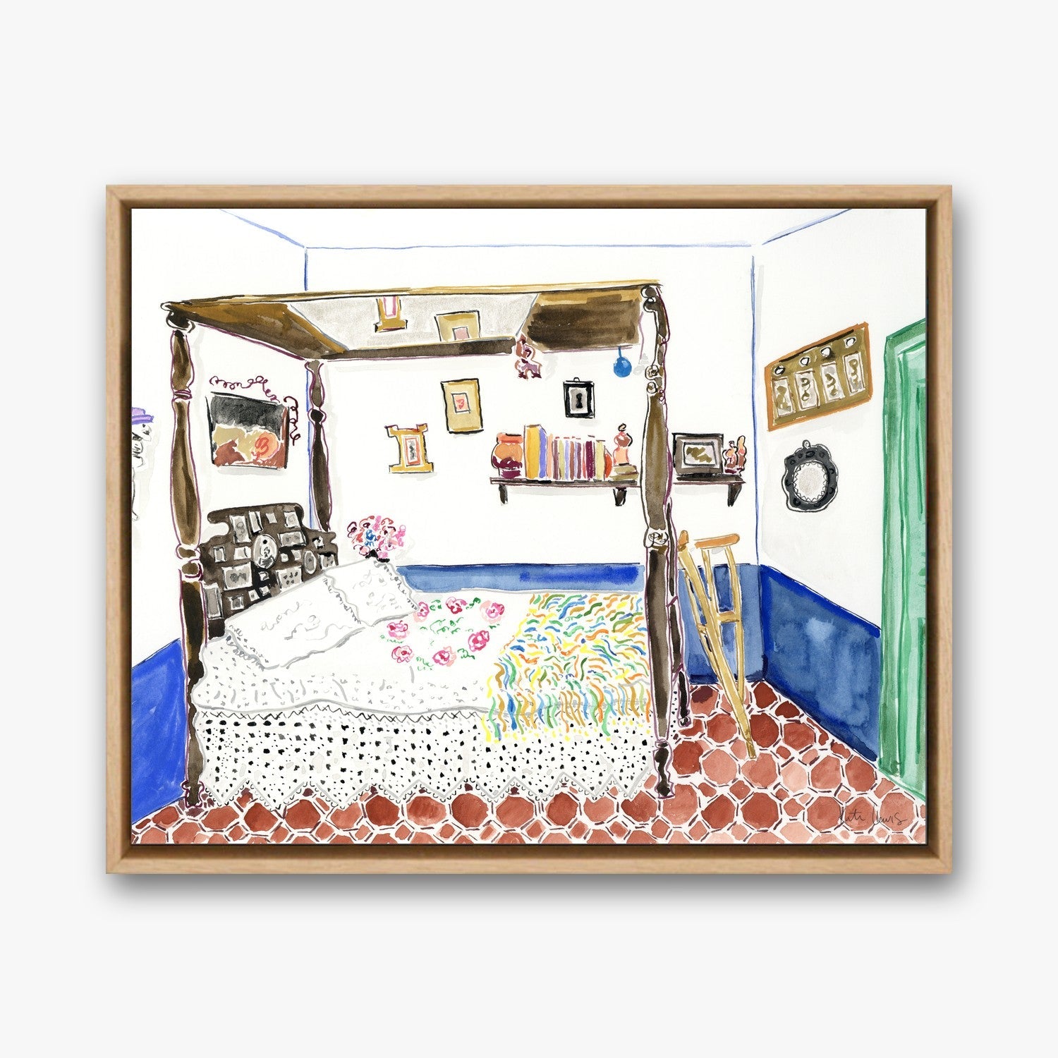 Frida Kahlo's Bedroom in a Natural Oak float frame