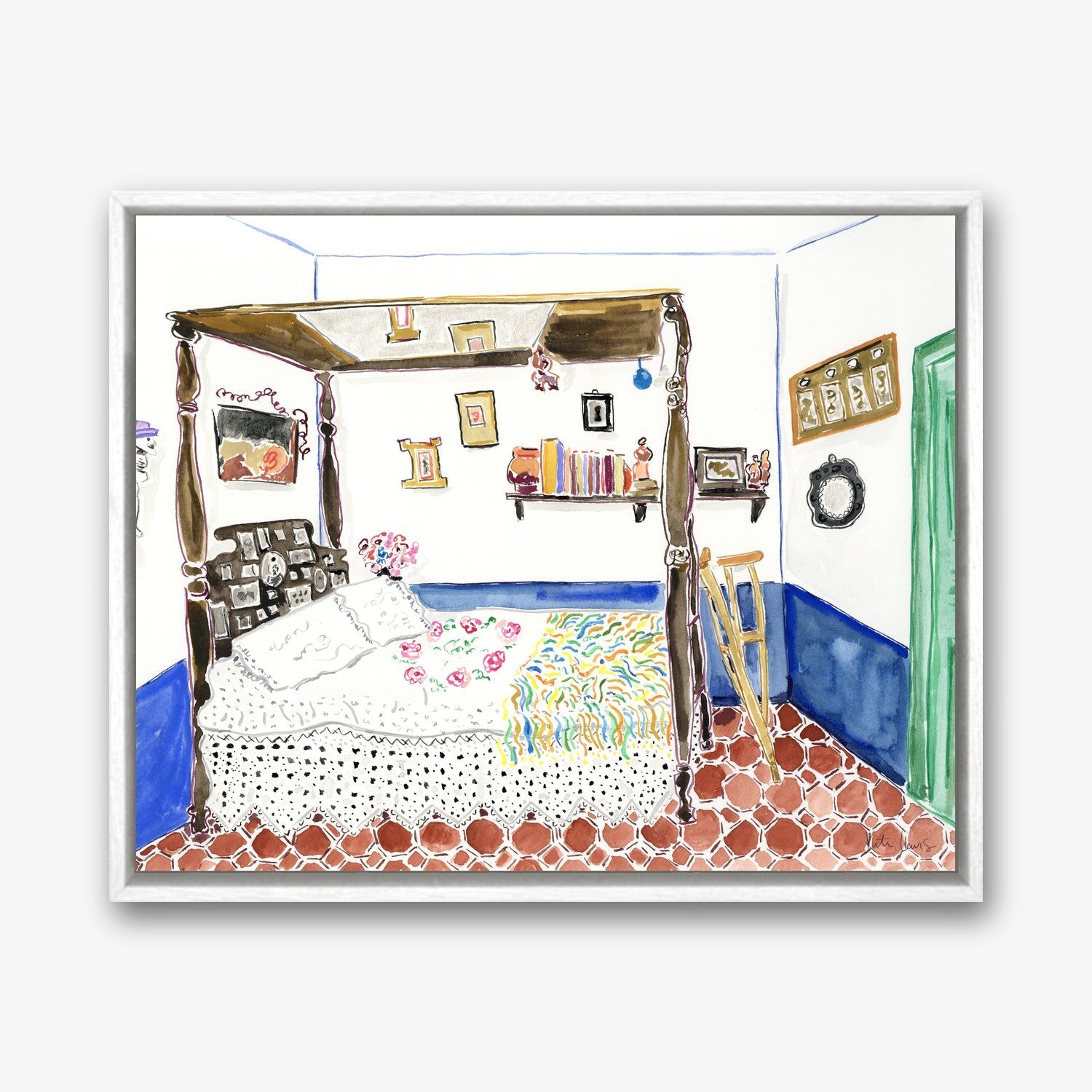 Frida Kahlo's Bedroom in a White float frame