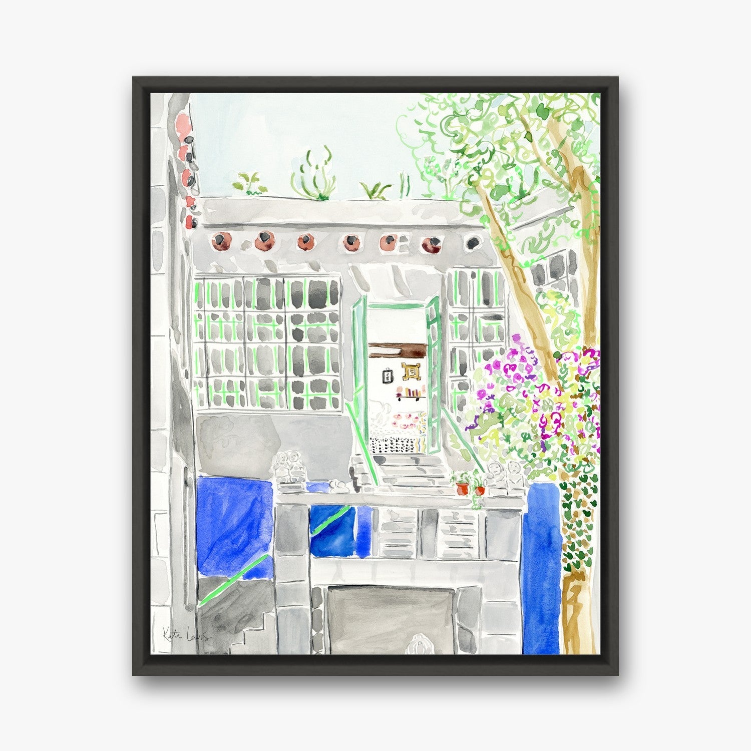 Frida Kahlo's Garden in a Black float frame