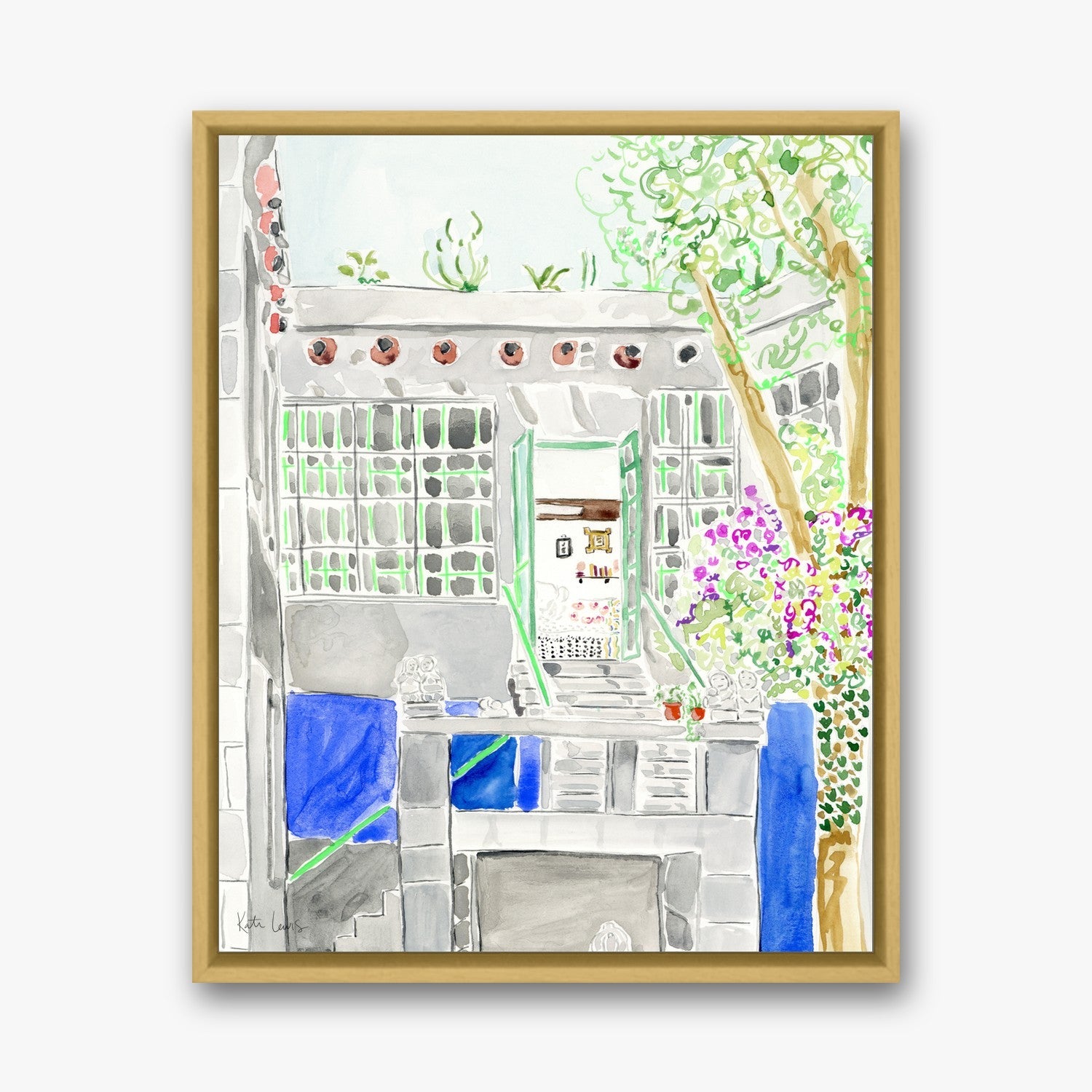 Frida Kahlo's Garden in a Gold float frame