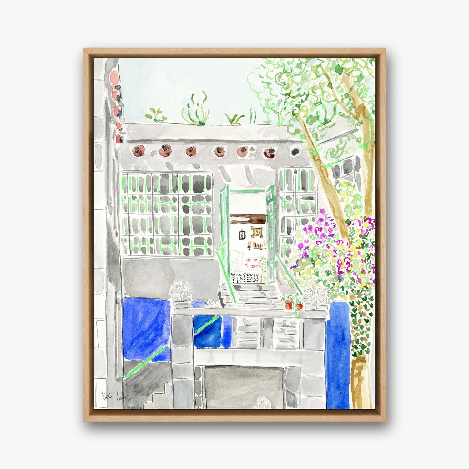 Frida Kahlo's Garden in a Natural Oak float frame