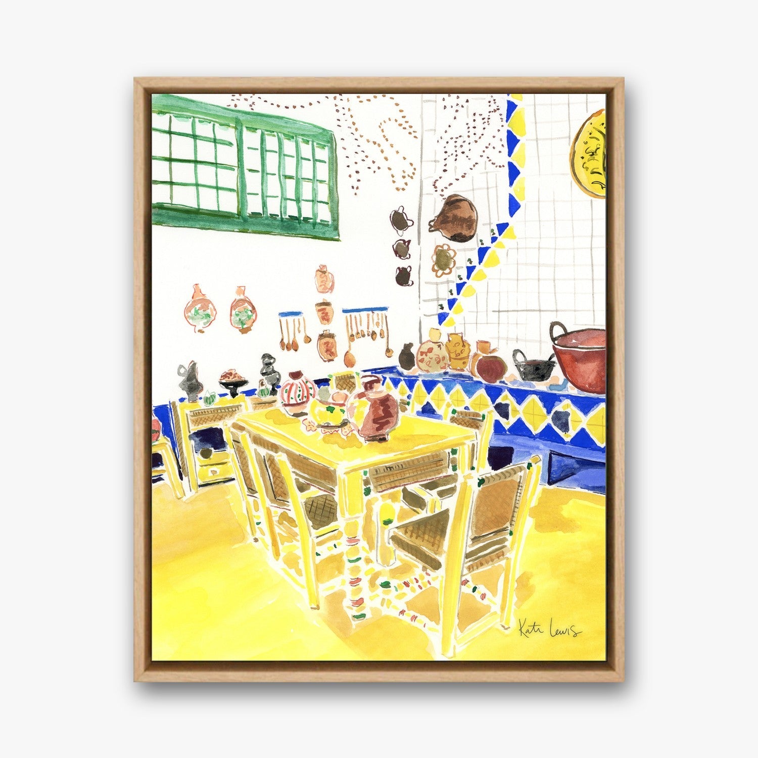 Frida Kahlo's Kitchen in a Natural Oak float frame