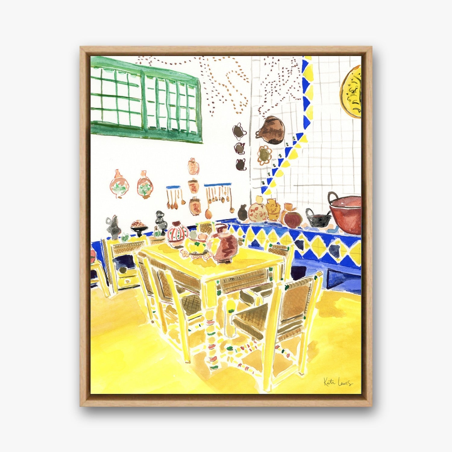 Frida Kahlo's Kitchen in a Natural Oak float frame