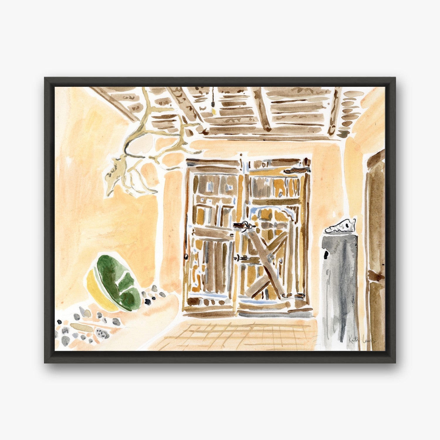 Georgia O'Keeffe's Door in a Black float frame