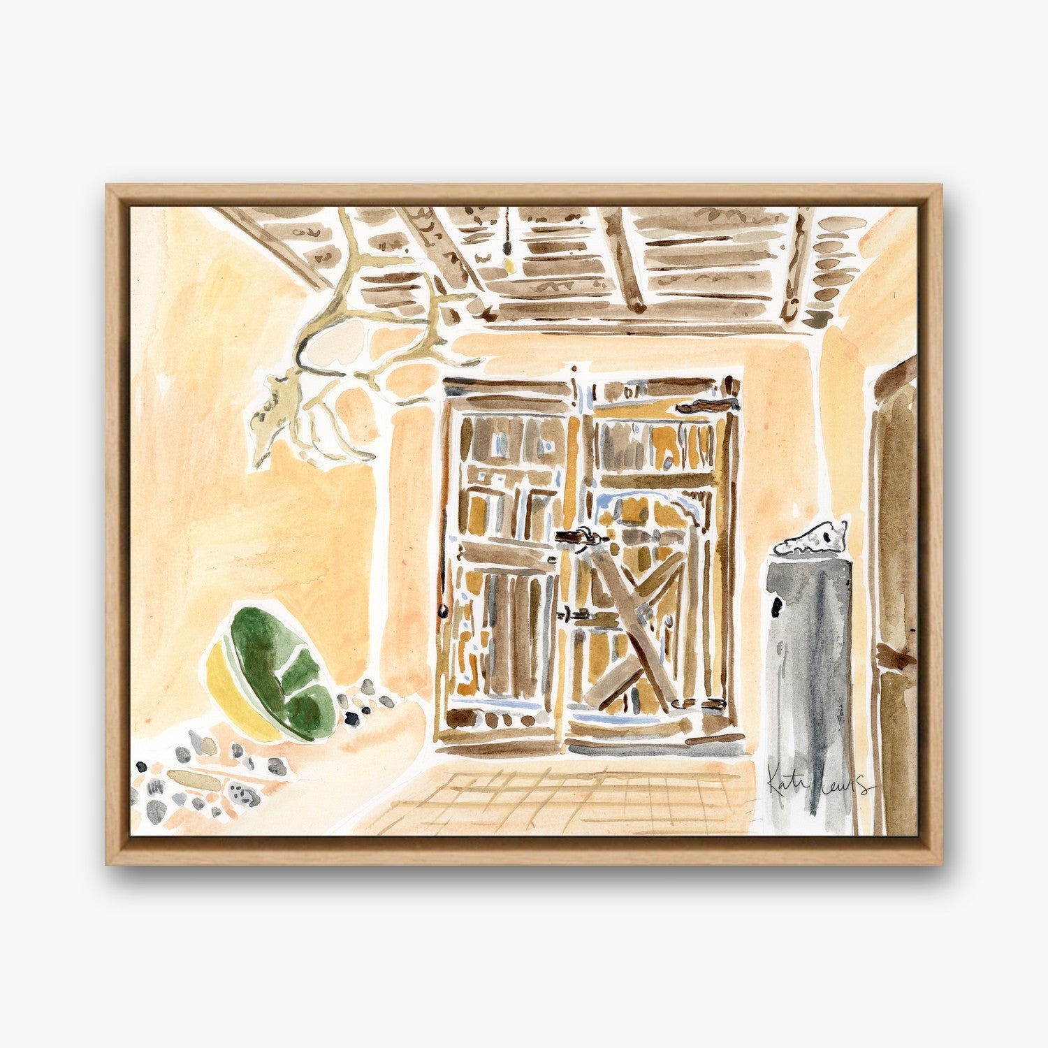 Georgia O'Keeffe's Door in a Natural Oak float frame