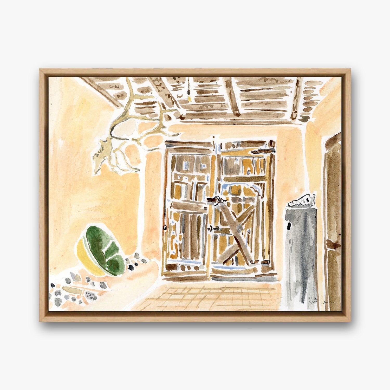 Georgia O'Keeffe's Door in a Natural Oak float frame