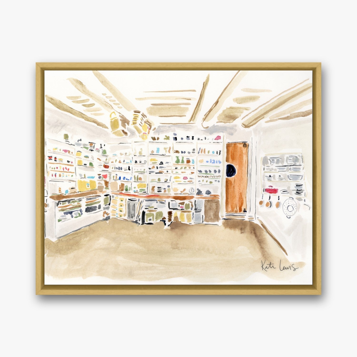 Georgia O'Keeffe's Pantry in a Gold float frame