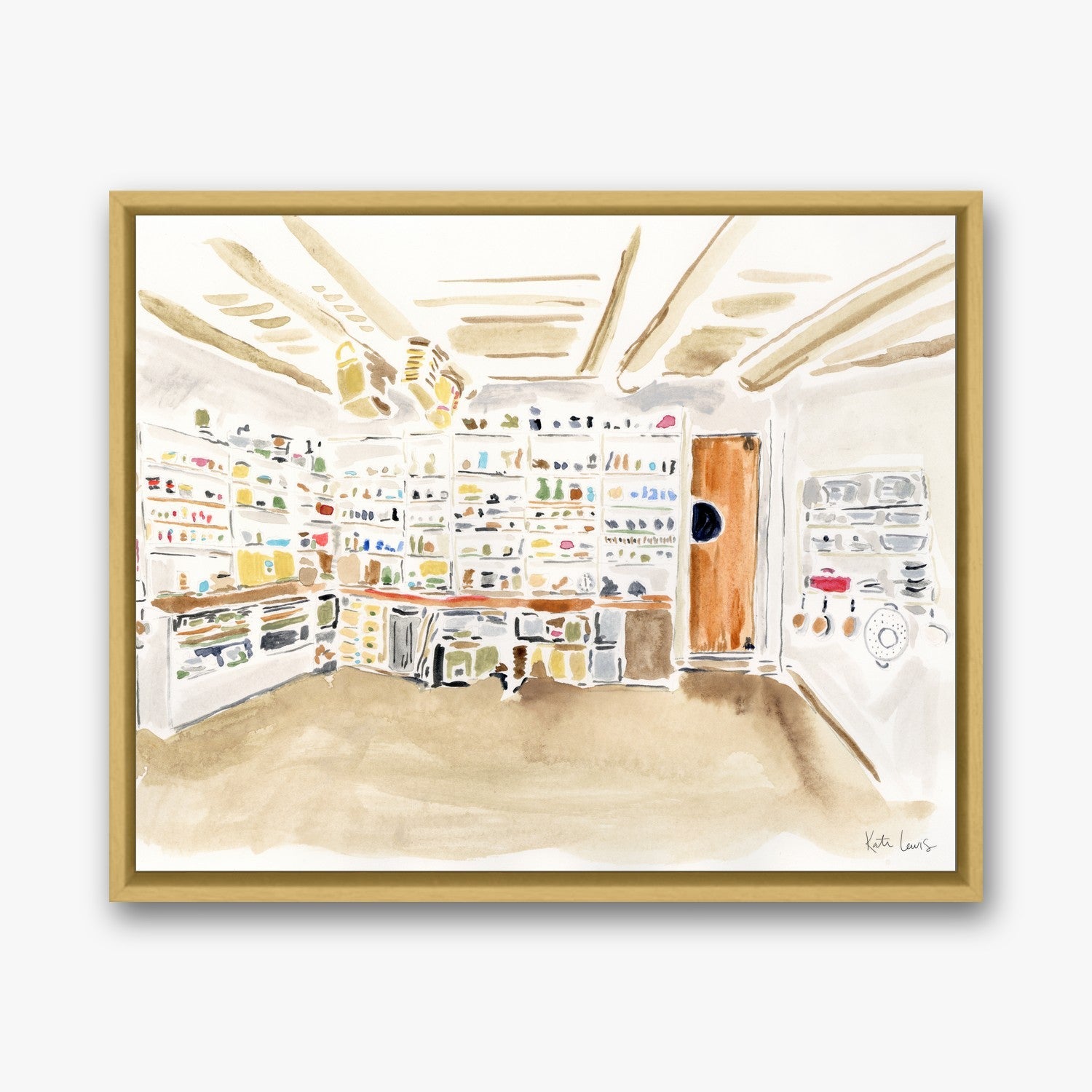 Georgia O'Keeffe's Pantry in a Gold float frame