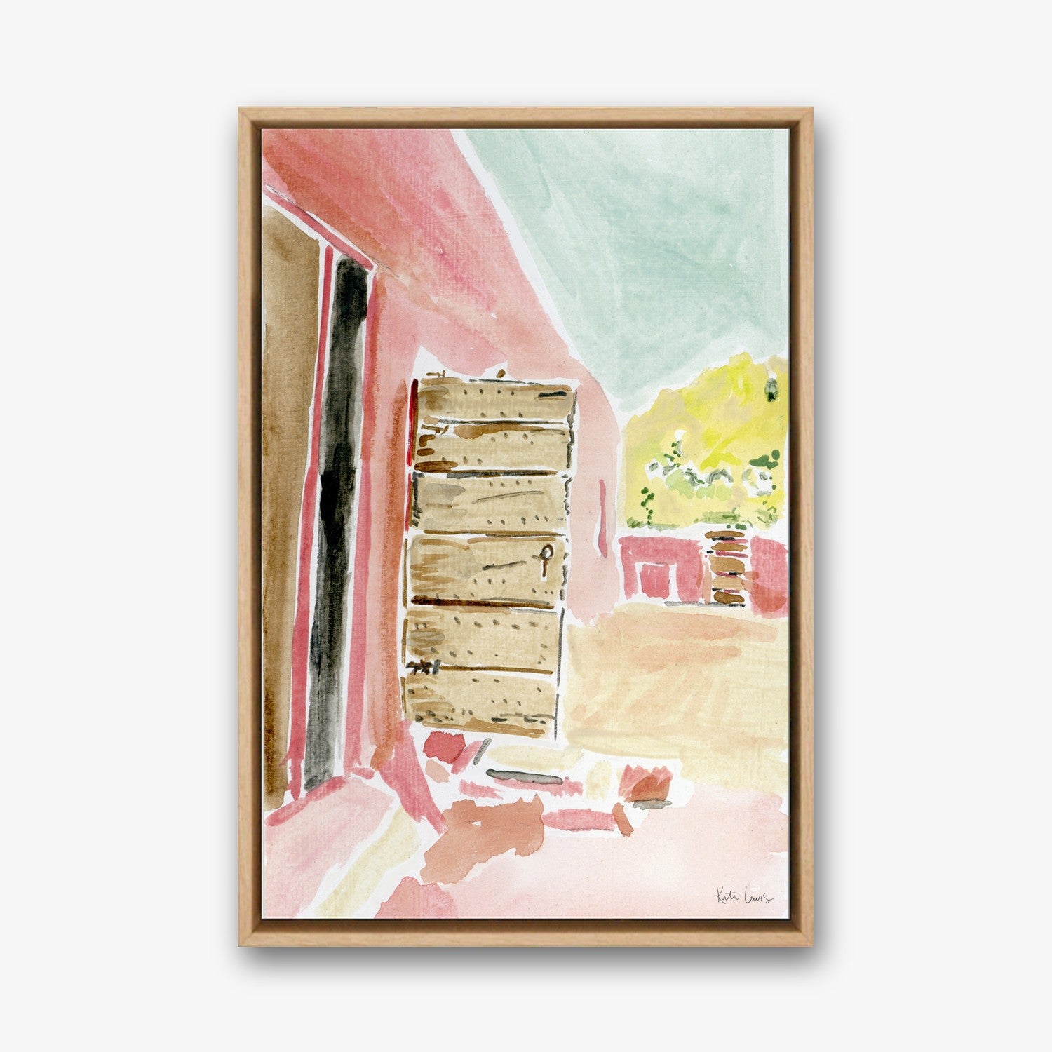 Georgia O'Keeffe's Studio in a natural oak gallery float frame