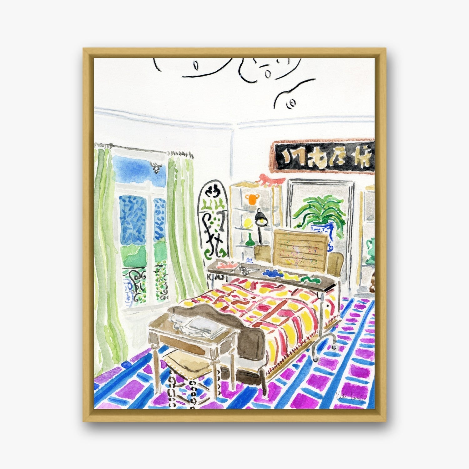 Henri Matisse's Bedroom in a Gold float frame