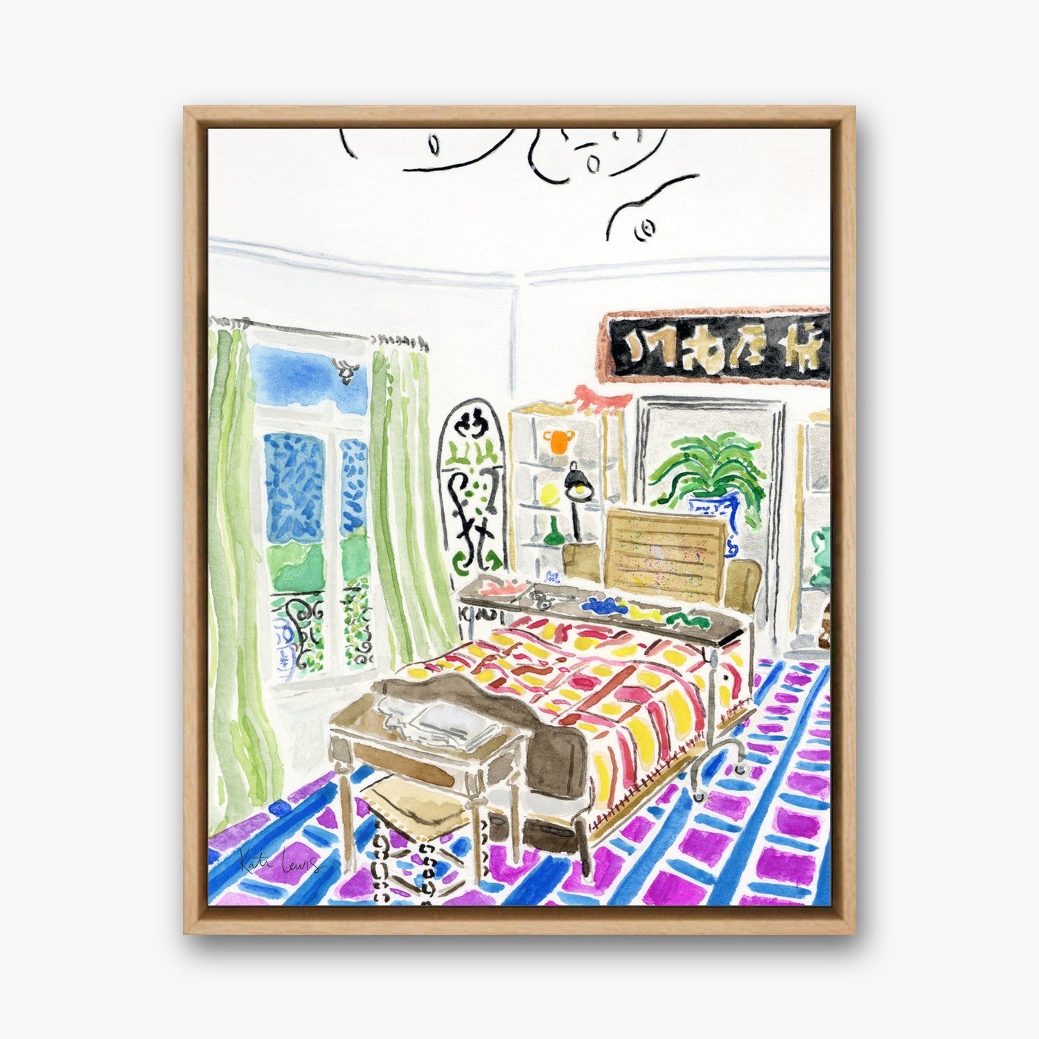Henri Matisse's Bedroom in a Natural Oak float frame