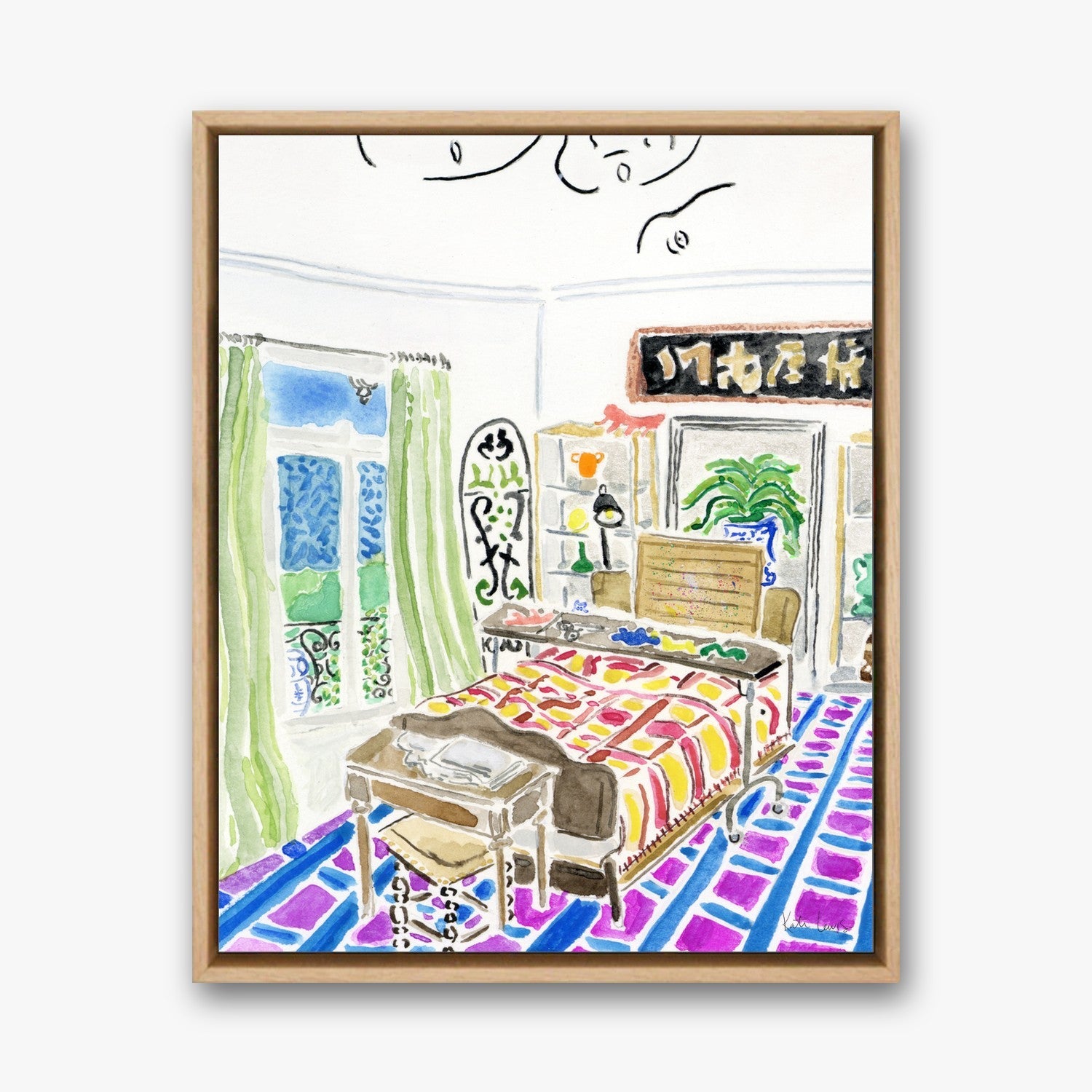 Henri Matisse's Bedroom in a Natural Oak float frame