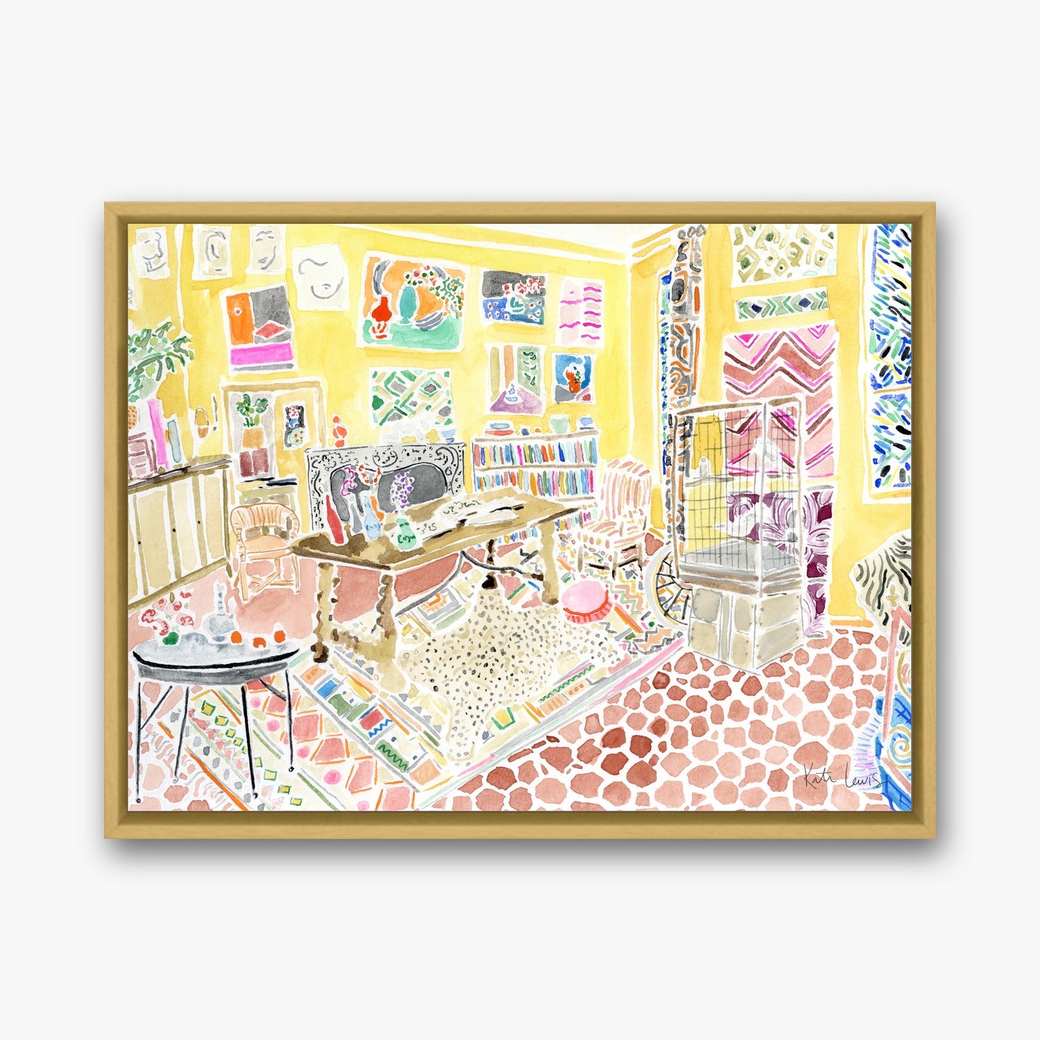 Henri Matisse's Living Room in a gold gallery float frame