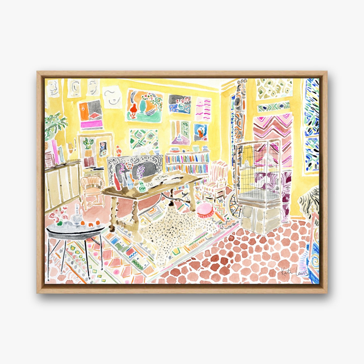 Henri Matisse's Living Room in a natural oak gallery float frame