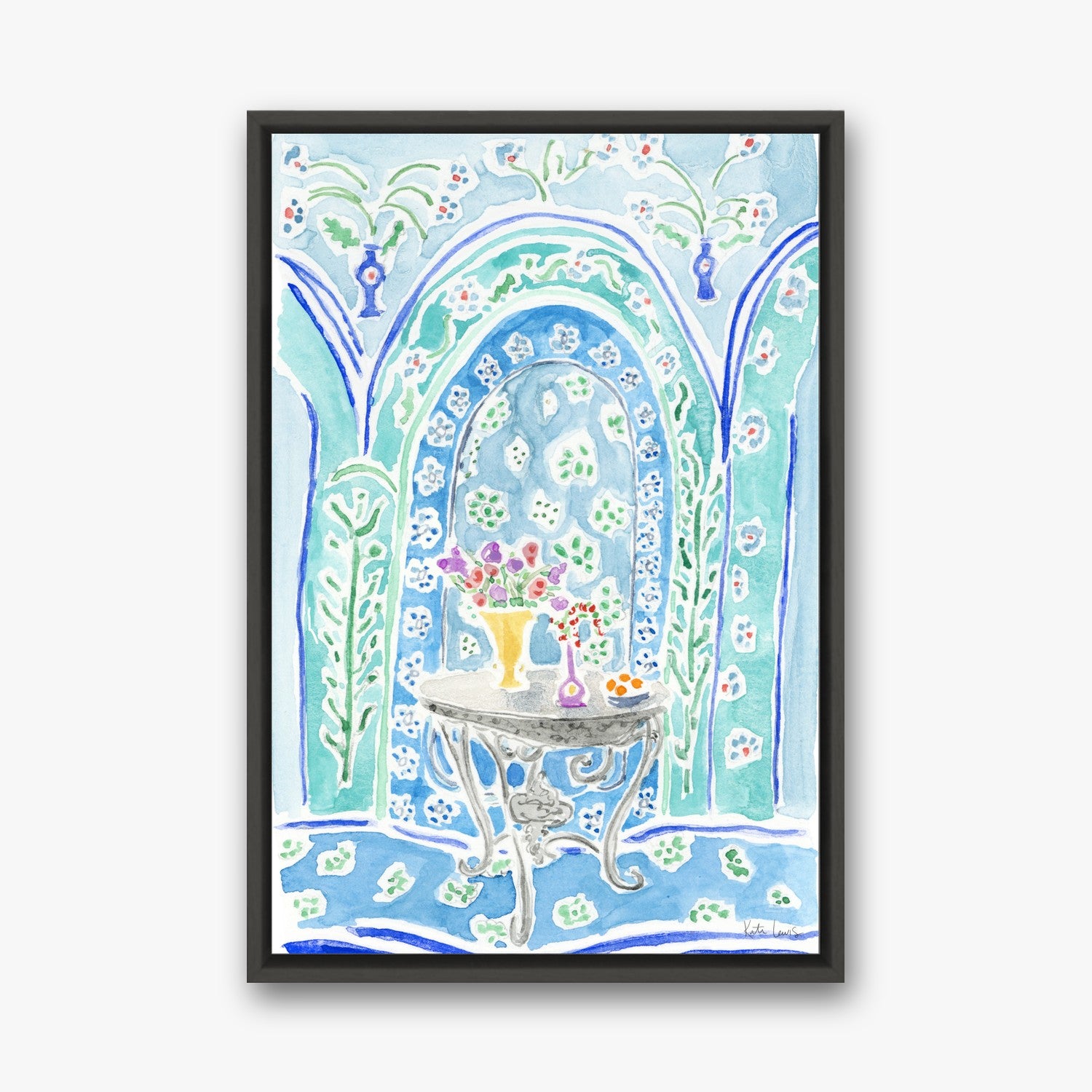 Henri Matisse's Table with Flowers in a black gallery float frame